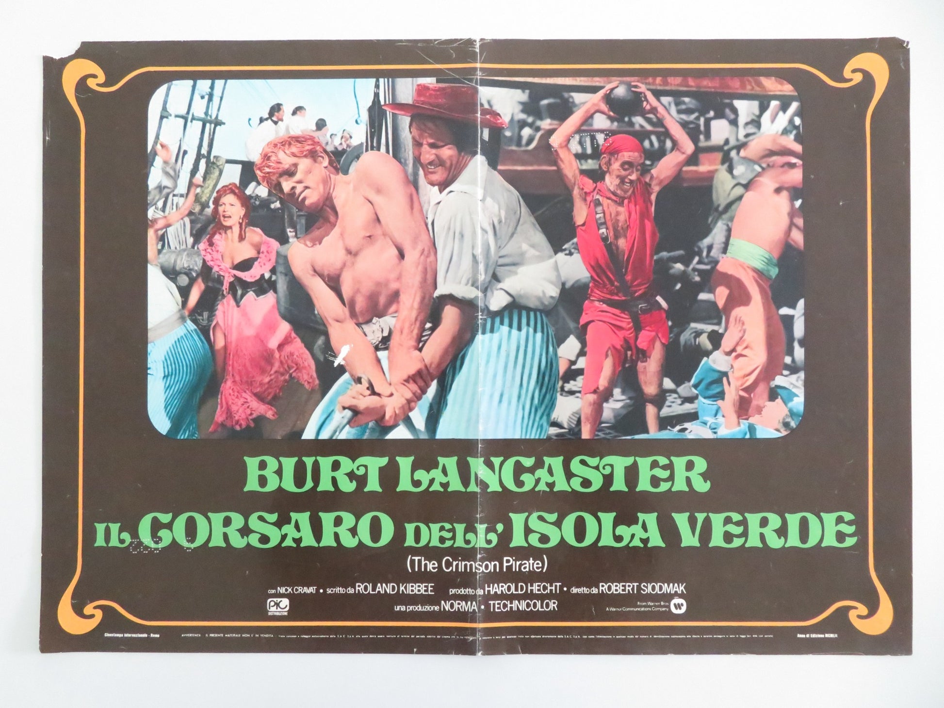THE CRIMSON PIRATE - D ITALIAN FOTOBUSTA POSTER BURT LANCASTER NICK CRAVAT 1952 - Rendezvous Cinema