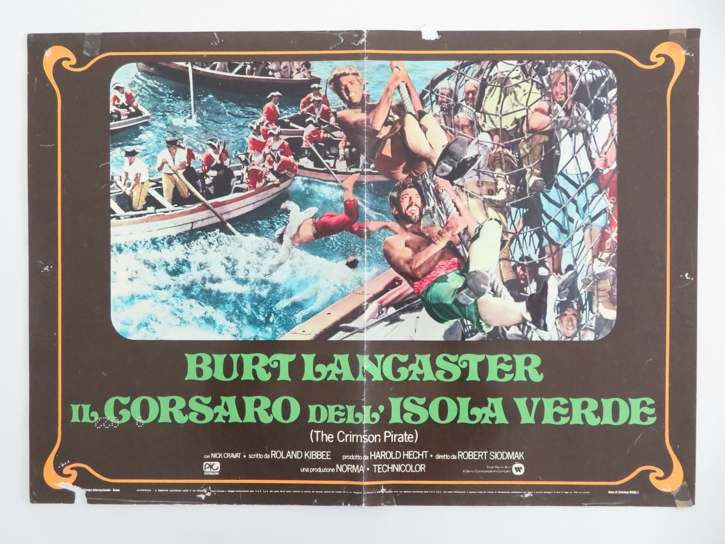 THE CRIMSON PIRATE - E ITALIAN FOTOBUSTA POSTER BURT LANCASTER NICK CRAVAT 1952 - Rendezvous Cinema