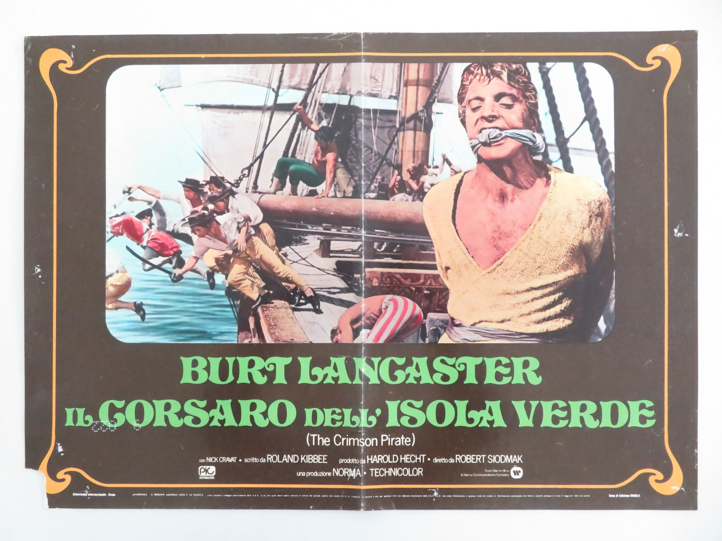 THE CRIMSON PIRATE - F ITALIAN FOTOBUSTA POSTER BURT LANCASTER NICK CRAVAT 1952 - Rendezvous Cinema