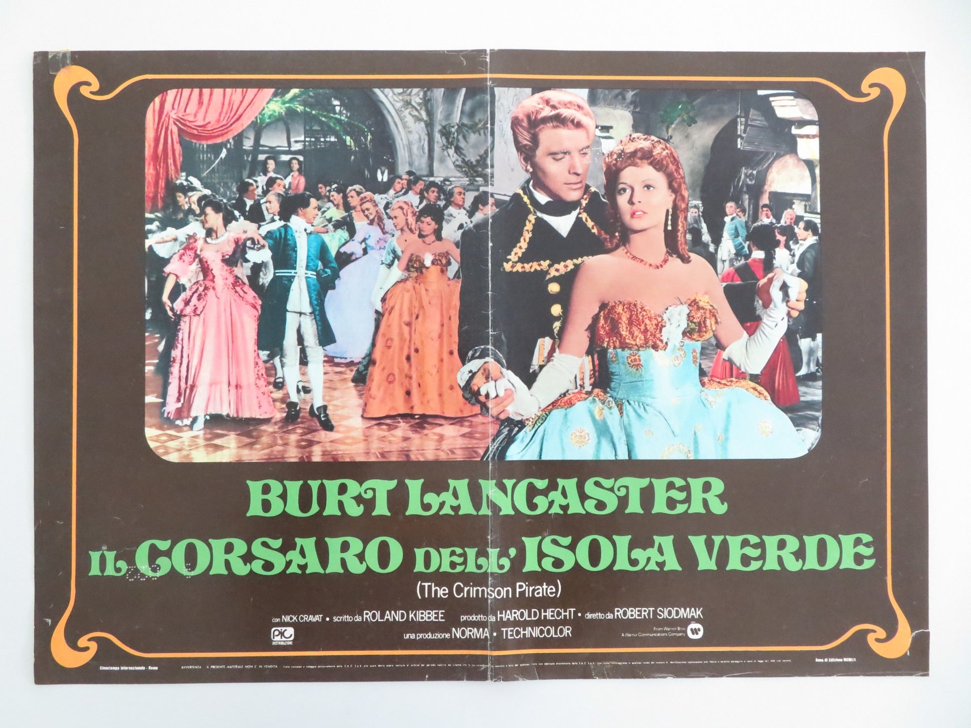 THE CRIMSON PIRATE - H ITALIAN FOTOBUSTA POSTER BURT LANCASTER NICK CRAVAT 1952 - Rendezvous Cinema