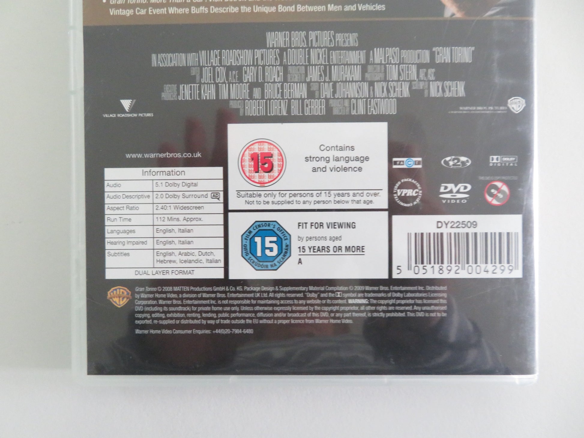 GRAN TORINO (DVD) CLINT EASTWOOD CHRISTOPHER CARLEY 2008 REGION 2 - Rendezvous Cinema