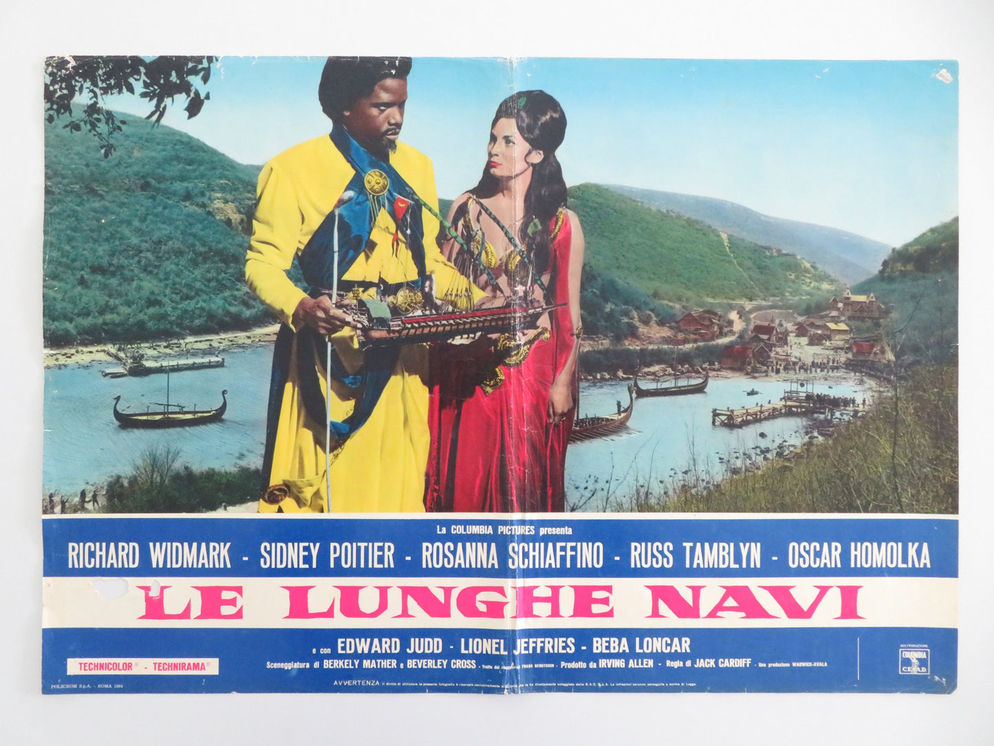 THE LONG SHIPS - C ITALIAN FOTOBUSTA POSTER RICHARD WIDMARK SIDNEY POITIER 1964 - Rendezvous Cinema