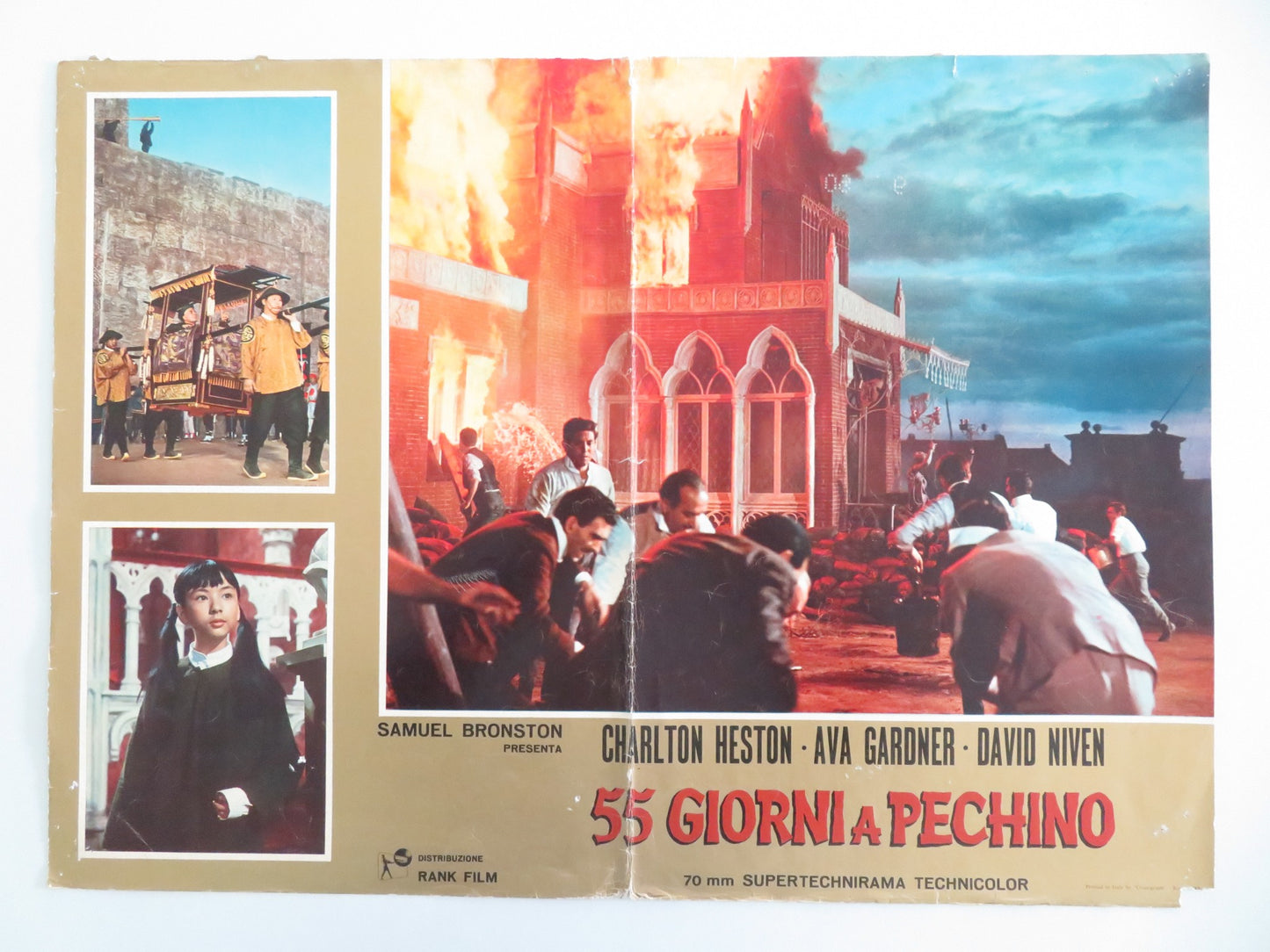 55 DAYS AT PEKING ITALIAN FOTOBUSTA POSTER CHARLTON HESTON DAVID NIVEN 1963 - Rendezvous Cinema