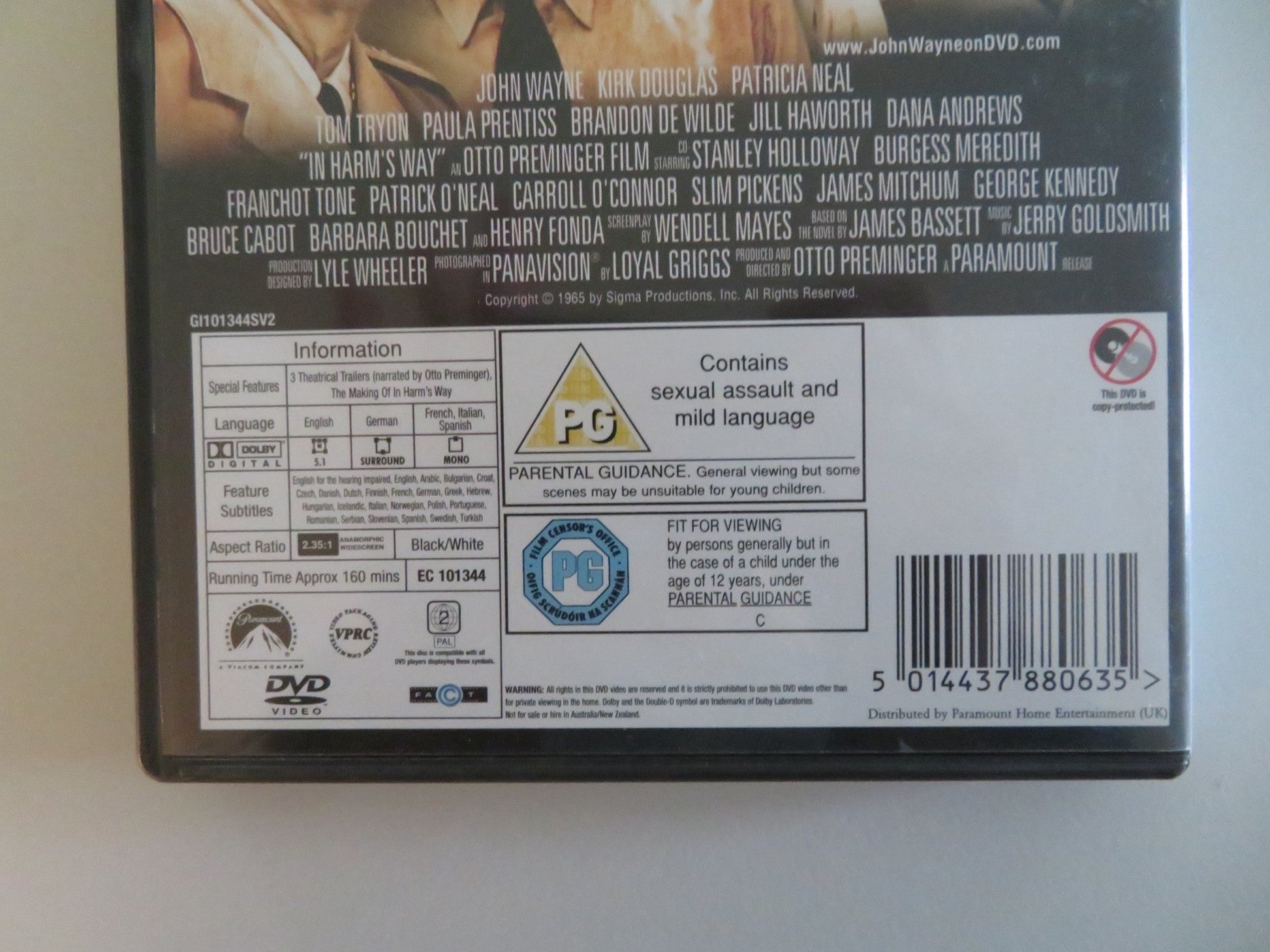 IN HARM'S WAY (DVD) JOHN WAYNE KIRK DOUGLAS 1965 REGION 2 Movie posters