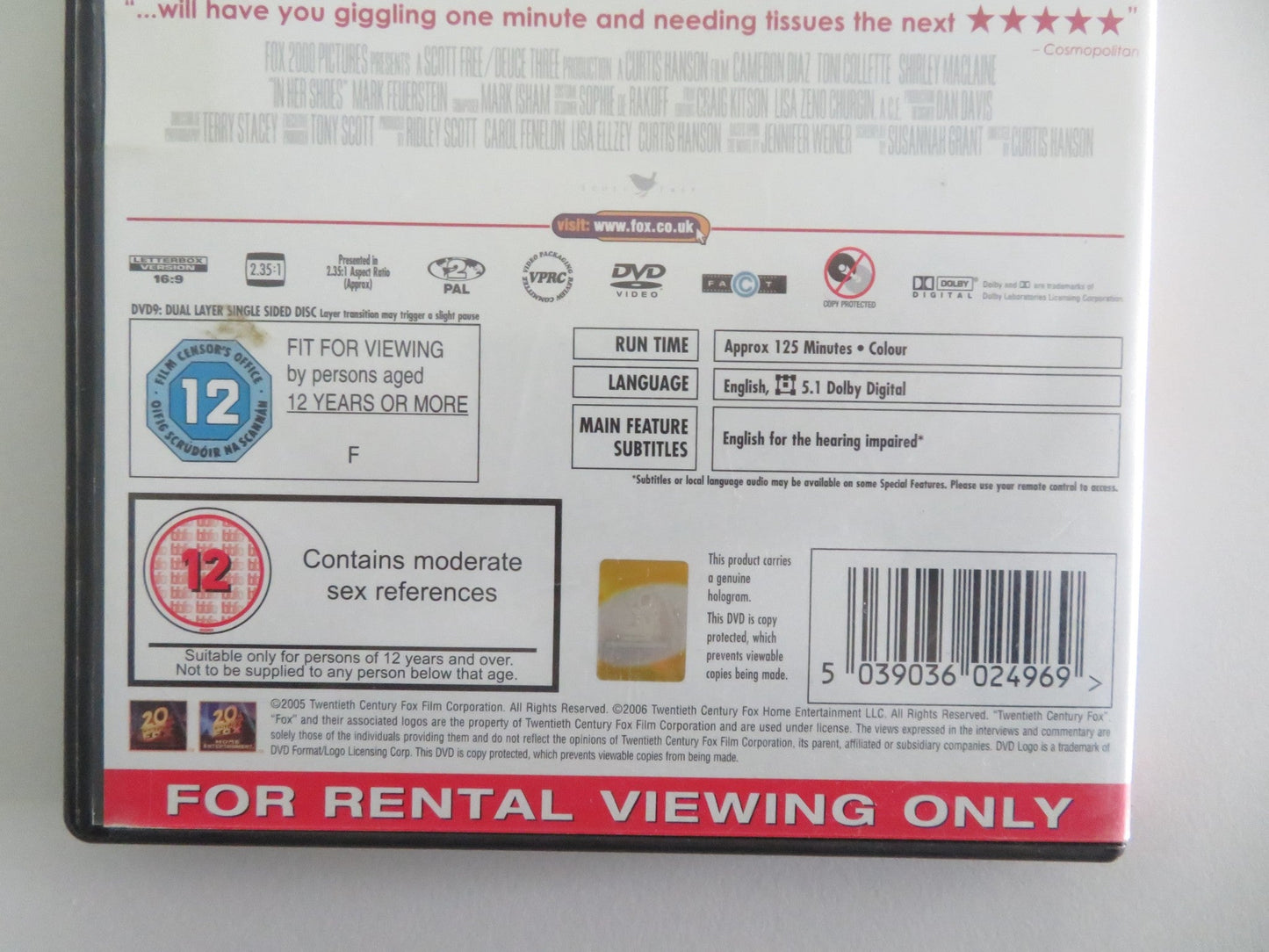 IN HER SHOES (DVD) CAMERON DIAZ TONI COLLETE 2005 REGION 2 Movie posters