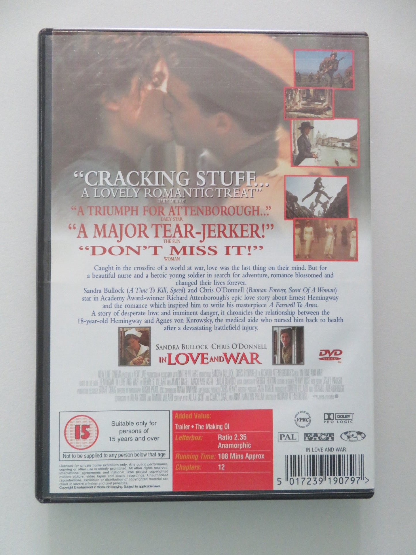 In Love and War (DVD) Sandra Bullock Chris O'Donnell 1996 Region 2 Movie posters