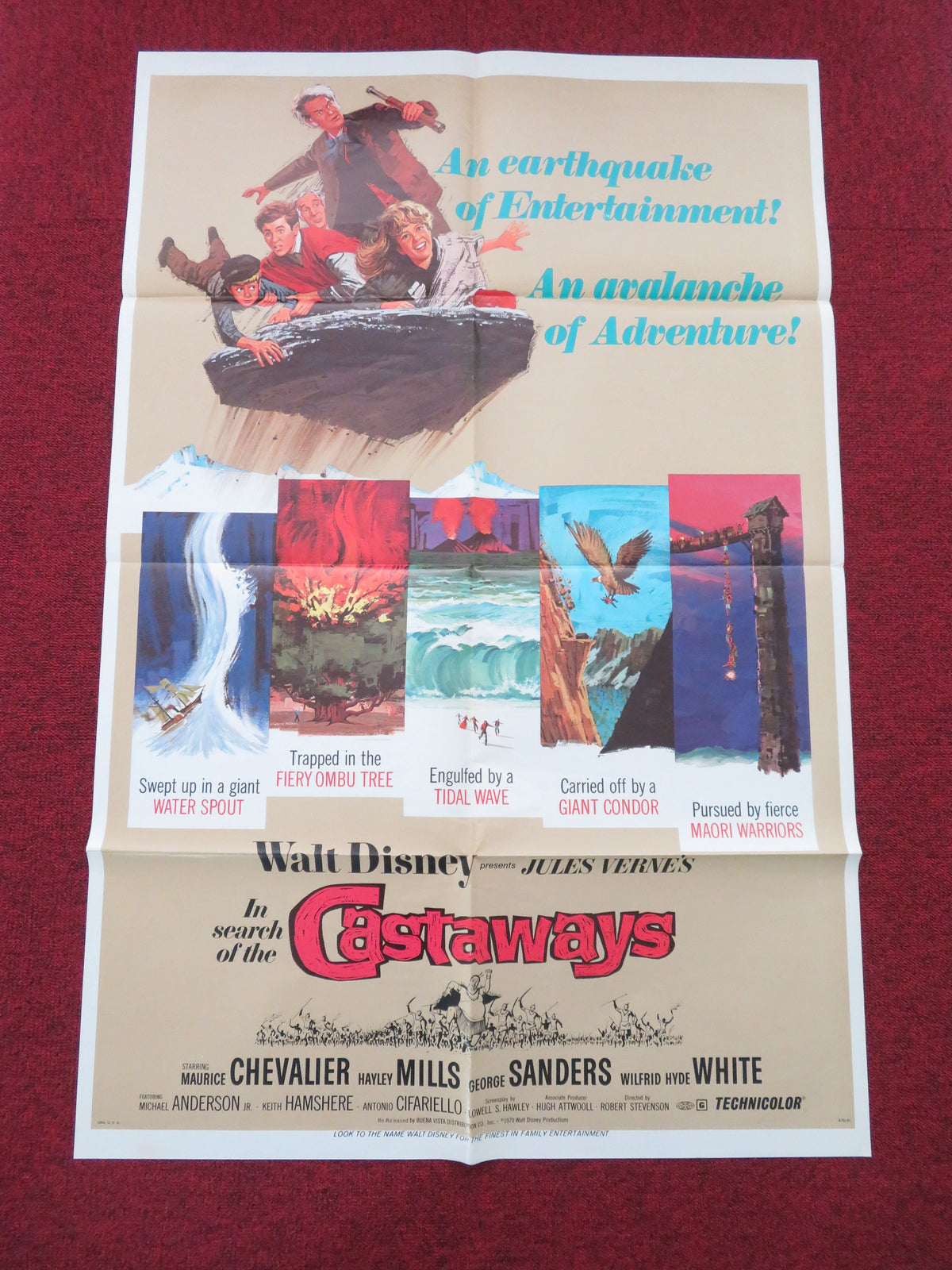In Search of the Castaways Folded US One Sheet Poster Disney Mills R1970 Movie posters