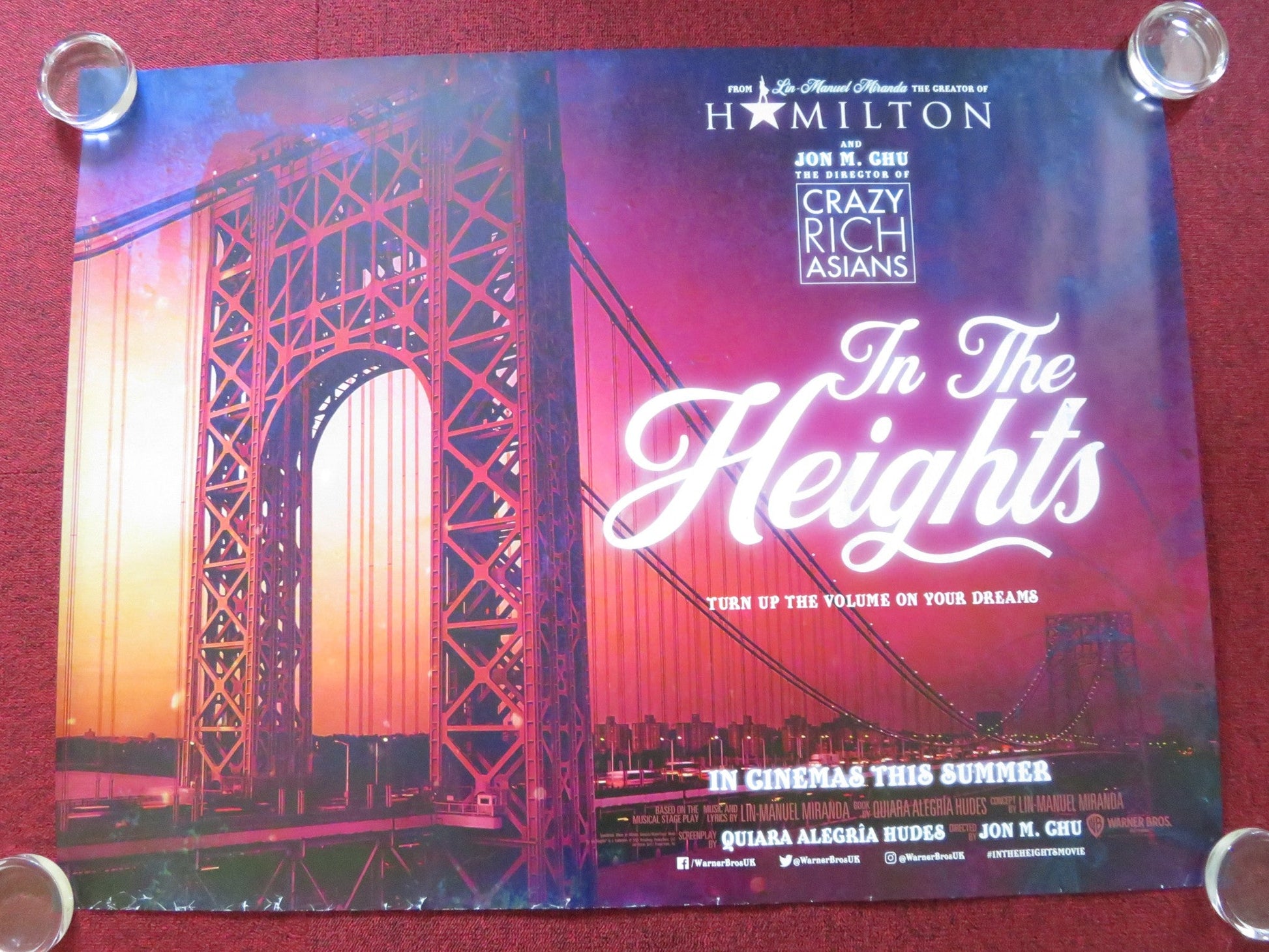 IN THE HEIGHTS UK QUAD ROLLED POSTER ANTHONY RAMOS MELISSA BARRERA 2021 Rendezvous Cinema Movie posters
