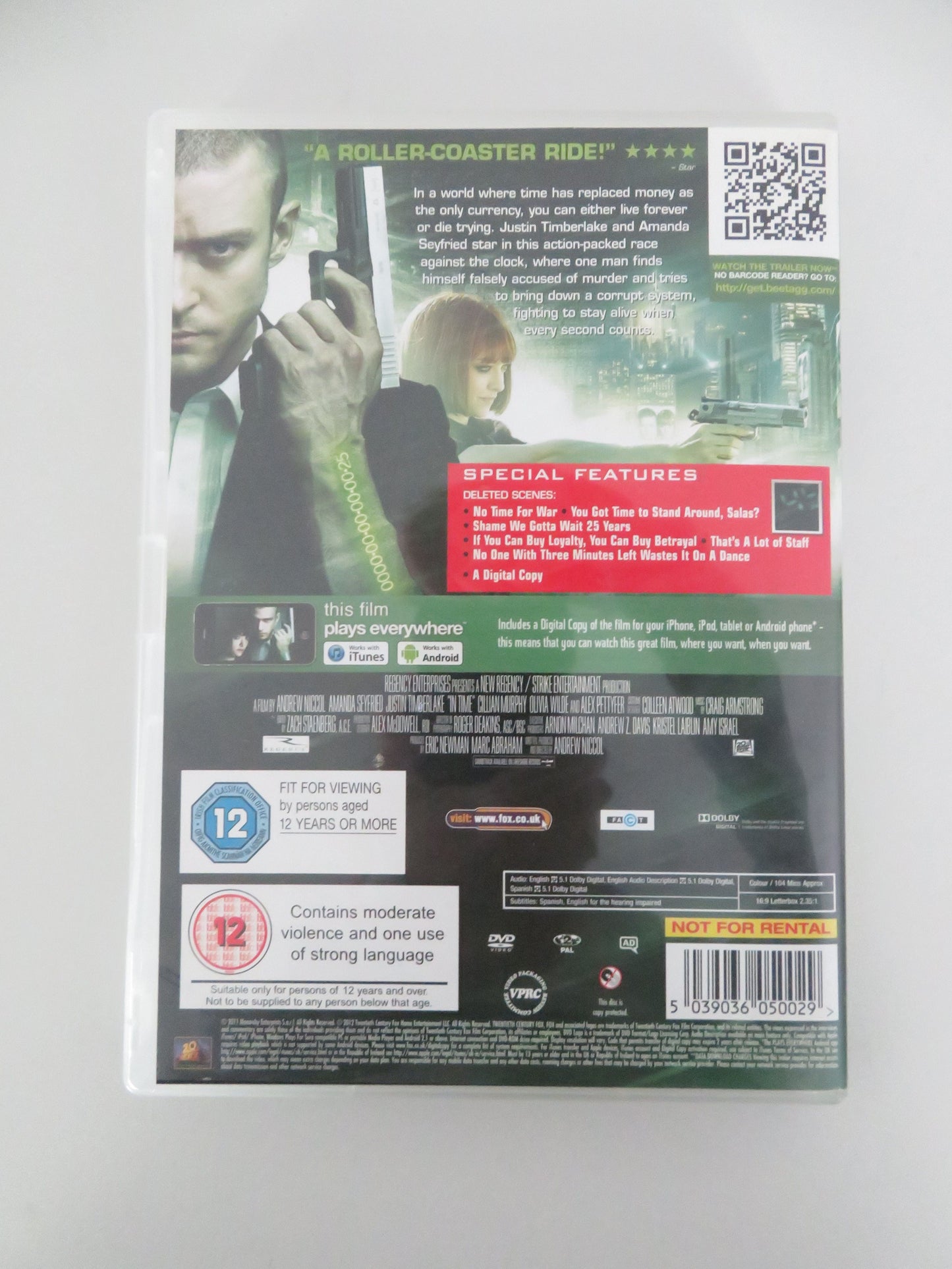 In Time (DVD) Justin Timberlake Amanda Seyfried 2011 Region 2 Movie posters