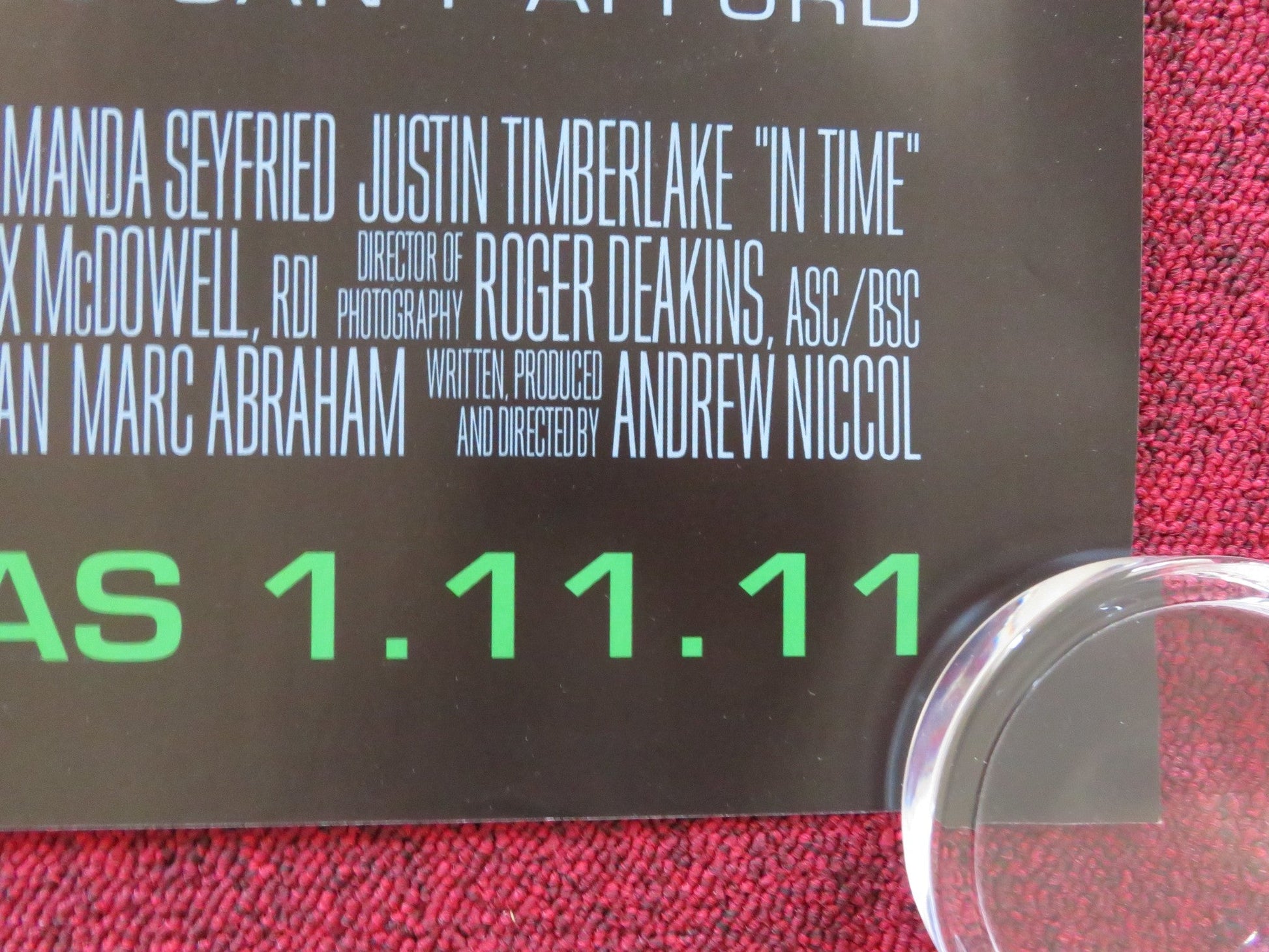 IN TIME UK QUAD ROLLED POSTER JUSTIN TIMBERLAKE OLIVIA WILDE 2011 Rendezvous Cinema Movie posters