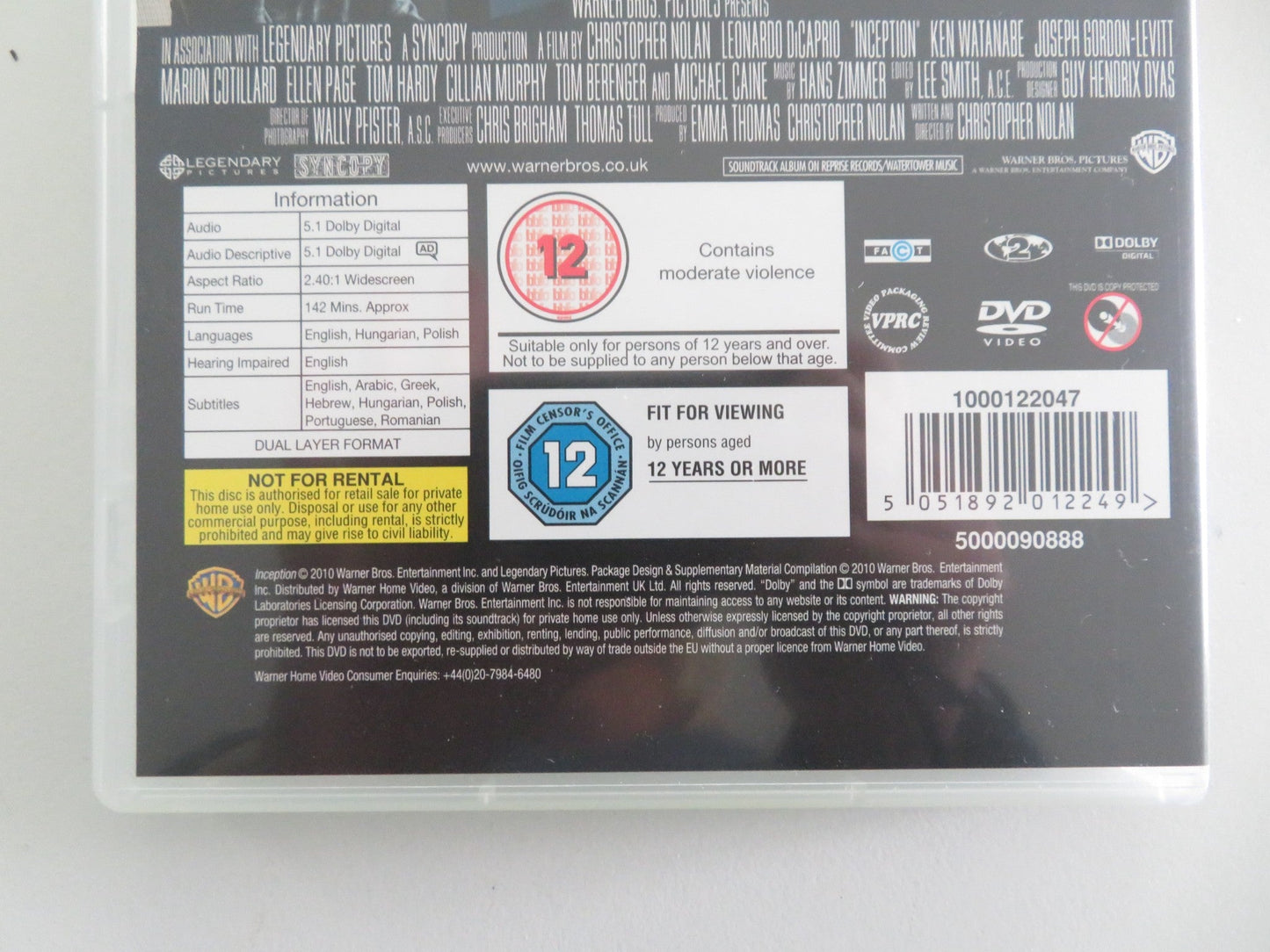Inception - Two Disc Special Edition (DVD) Leonardo DiCaprio 2010 Region 2 Movie posters