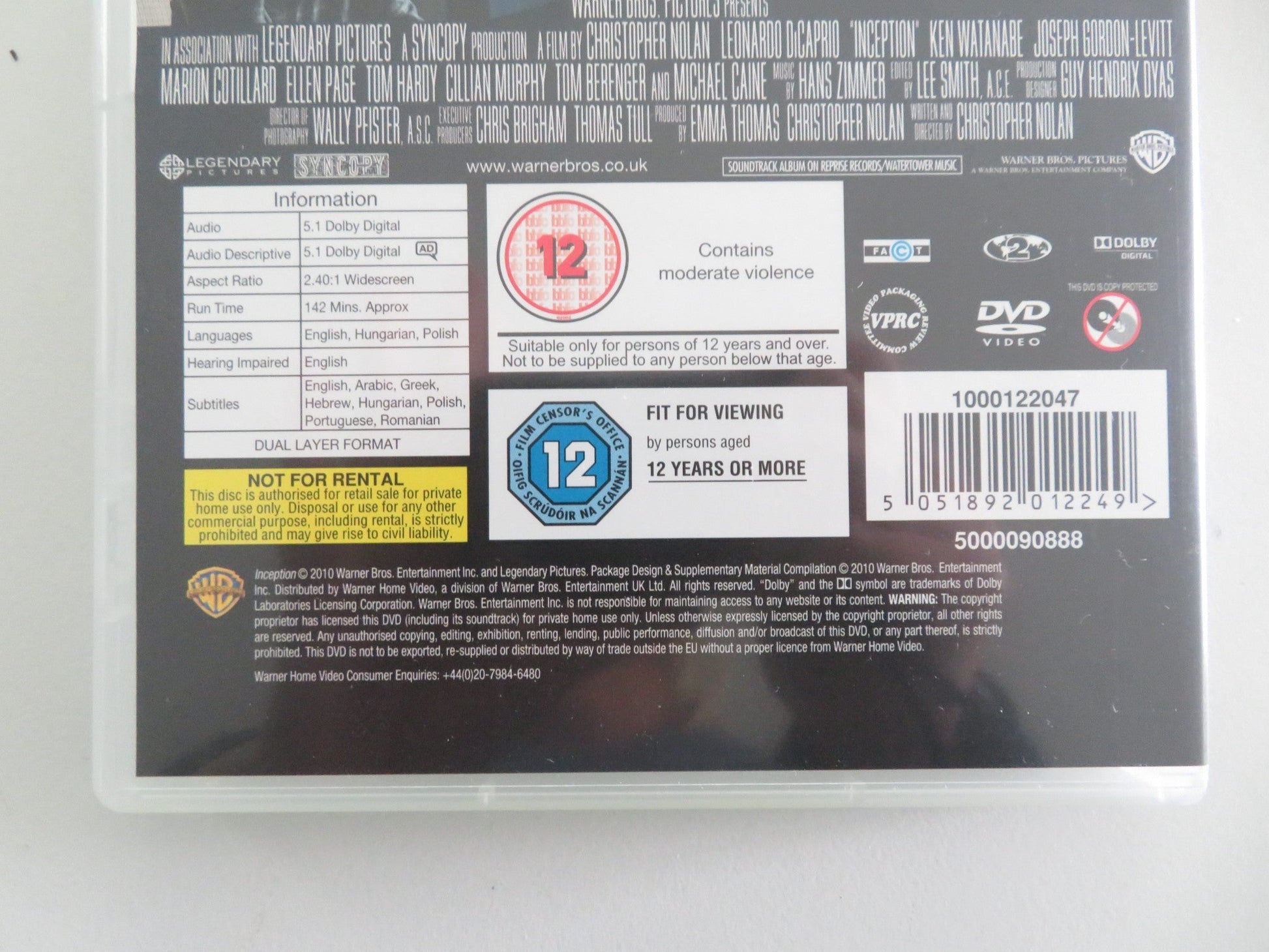 Inception - Two Disc Special Edition (DVD) Leonardo DiCaprio 2010 Region 2 Movie posters