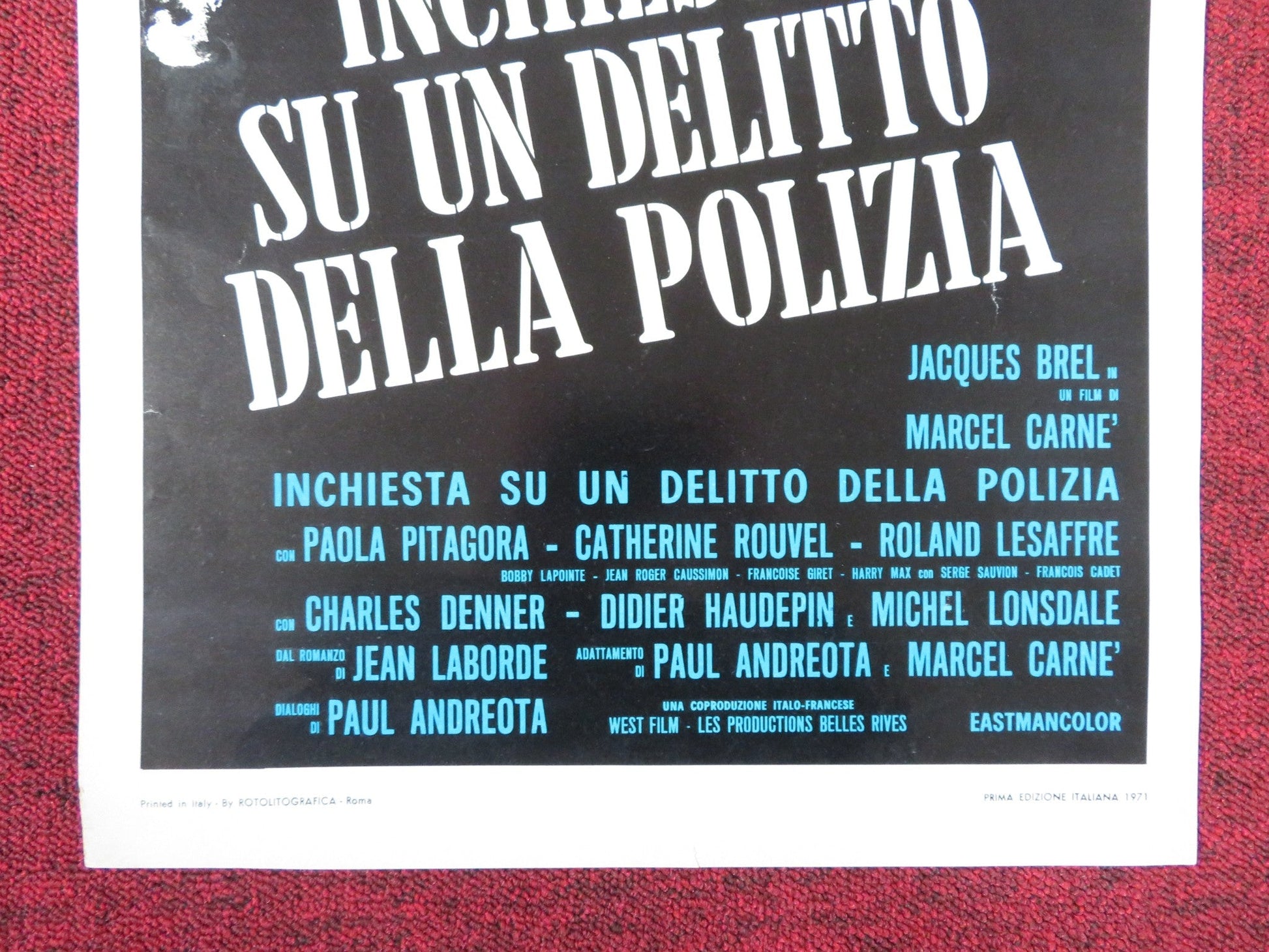 INCHIESTA SU UN DELITTO DELLA POLIZIA ITALIAN LOCANDINA POSTER JACQUES BREL 1971 Rendezvous Cinema Movie posters