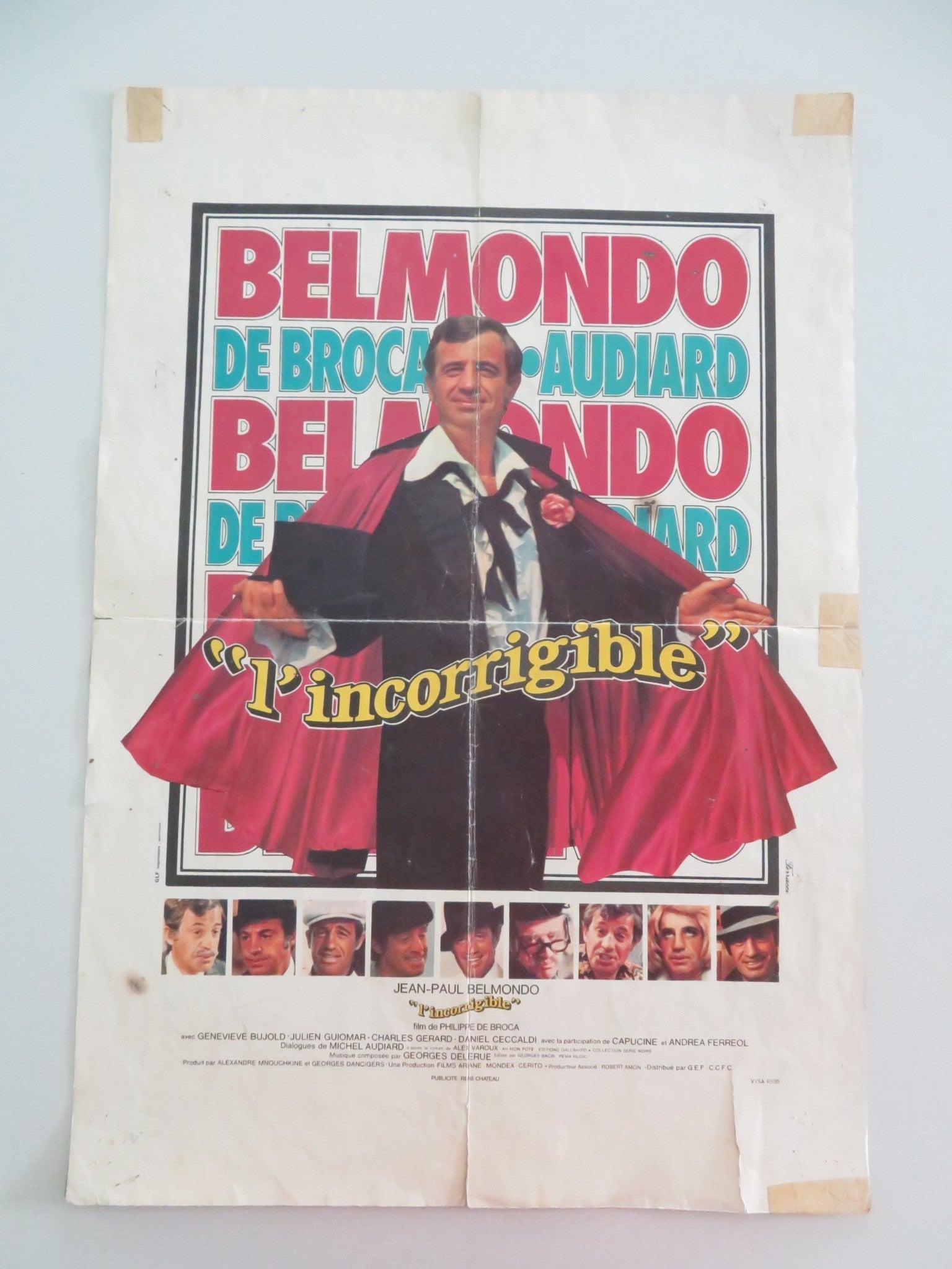 INCORRIGIBLE FRENCH ROLLED POSTER JEAN - PAUL BELMONDO GENEVIEVE BUJOLD 1975 Movie posters