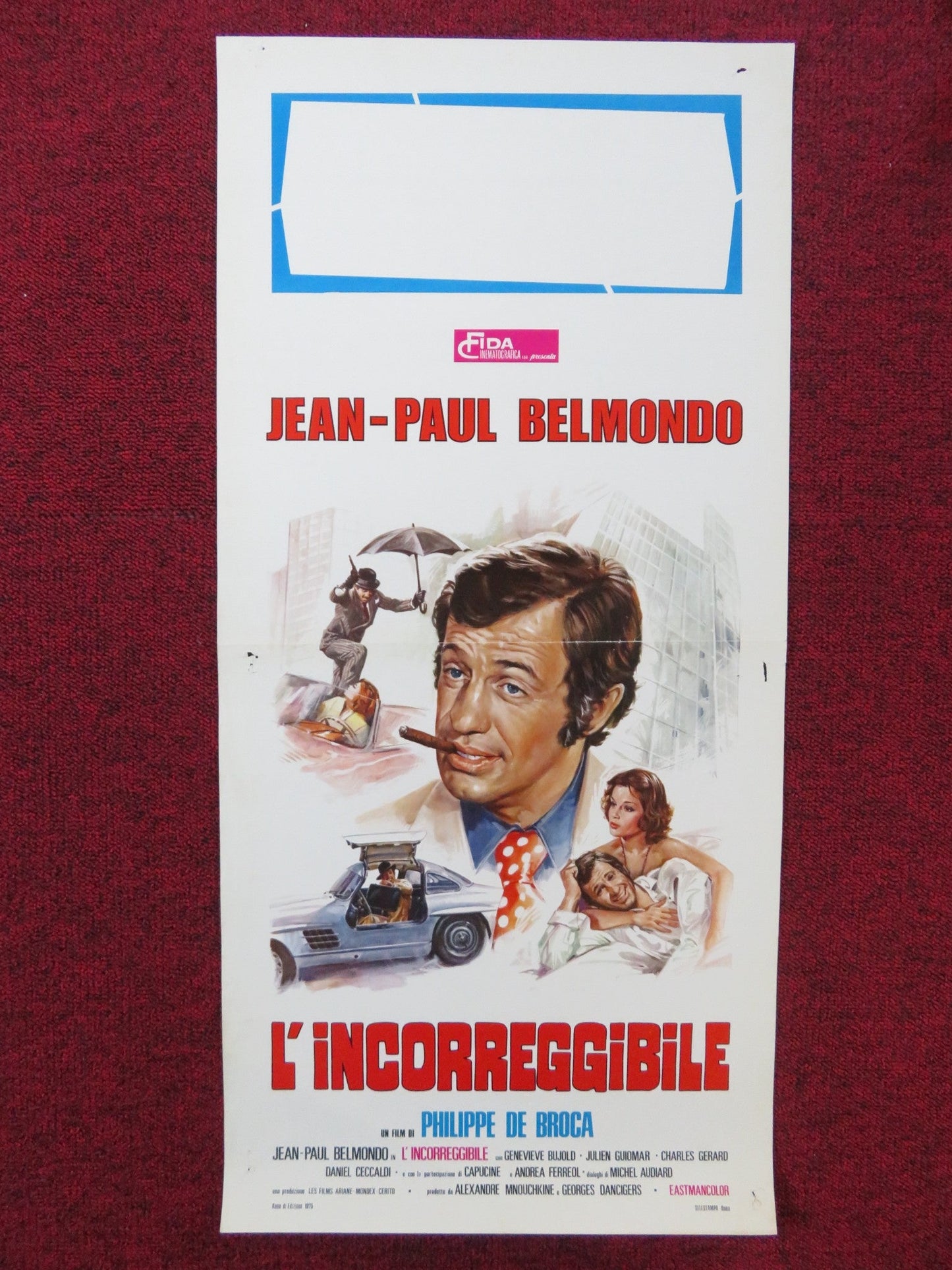 INCORRIGIBLE ITALIAN LOCANDINA POSTER JEAN - PAUL BELMONDO GENEVIEVE BUJOLD 1975 Rendezvous Cinema Movie posters