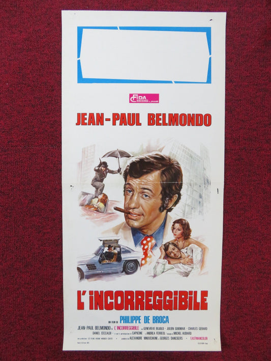 INCORRIGIBLE ITALIAN LOCANDINA POSTER JEAN - PAUL BELMONDO GENEVIEVE BUJOLD 1975 Rendezvous Cinema Movie posters