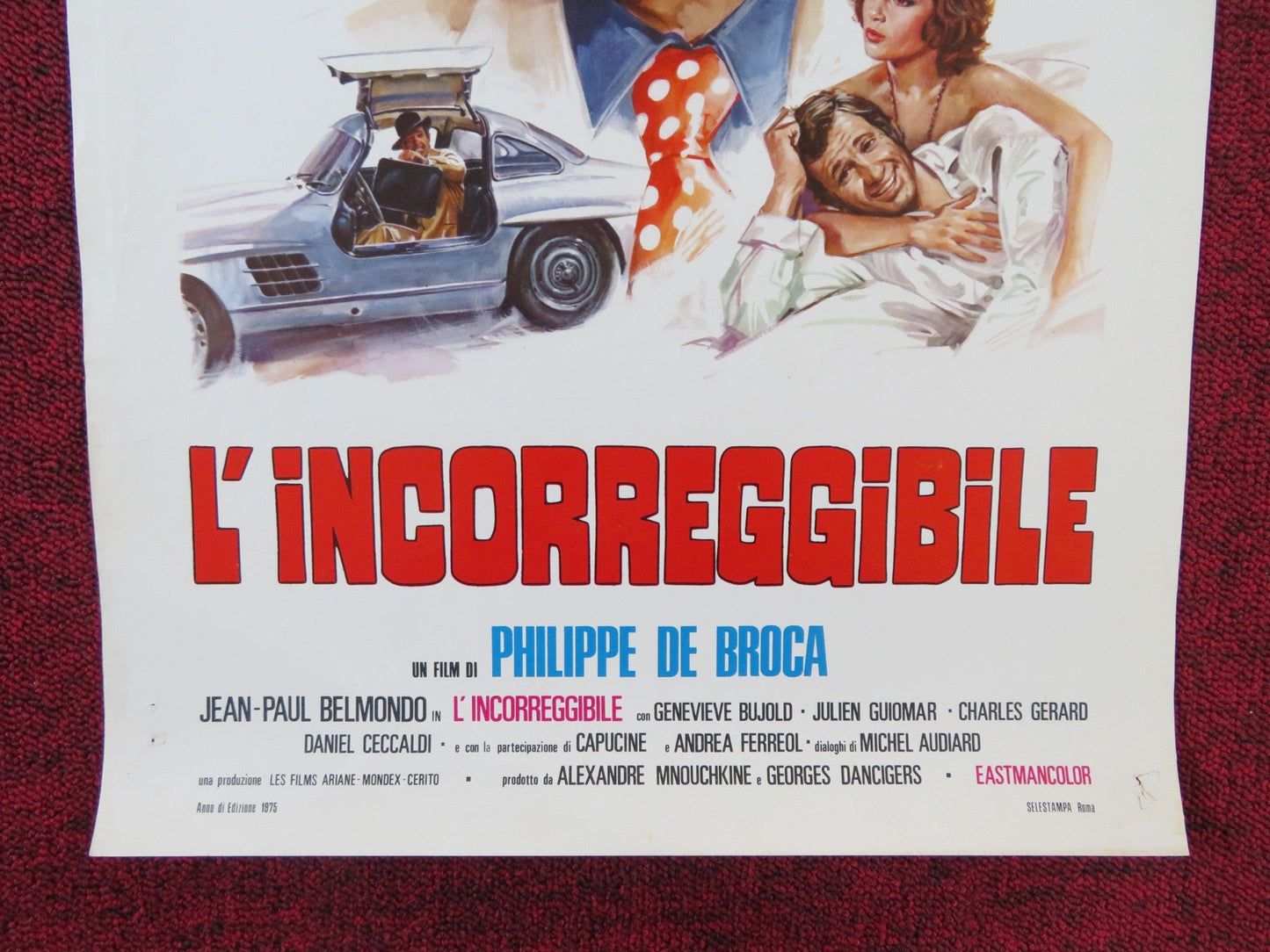 INCORRIGIBLE ITALIAN LOCANDINA POSTER JEAN - PAUL BELMONDO GENEVIEVE BUJOLD 1975 Rendezvous Cinema Movie posters