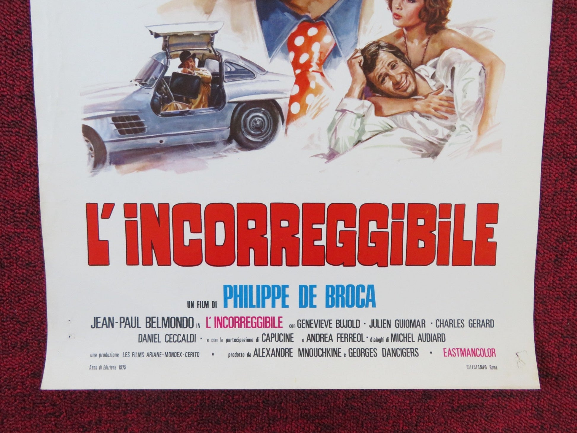 INCORRIGIBLE ITALIAN LOCANDINA POSTER JEAN - PAUL BELMONDO GENEVIEVE BUJOLD 1975 Rendezvous Cinema Movie posters