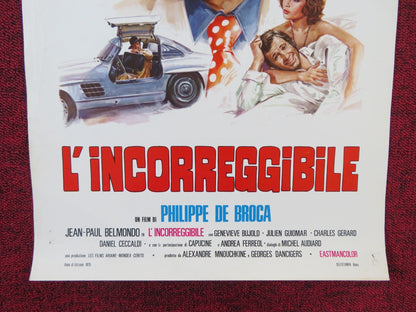 INCORRIGIBLE ITALIAN LOCANDINA POSTER JEAN - PAUL BELMONDO GENEVIEVE BUJOLD 1975 Rendezvous Cinema Movie posters