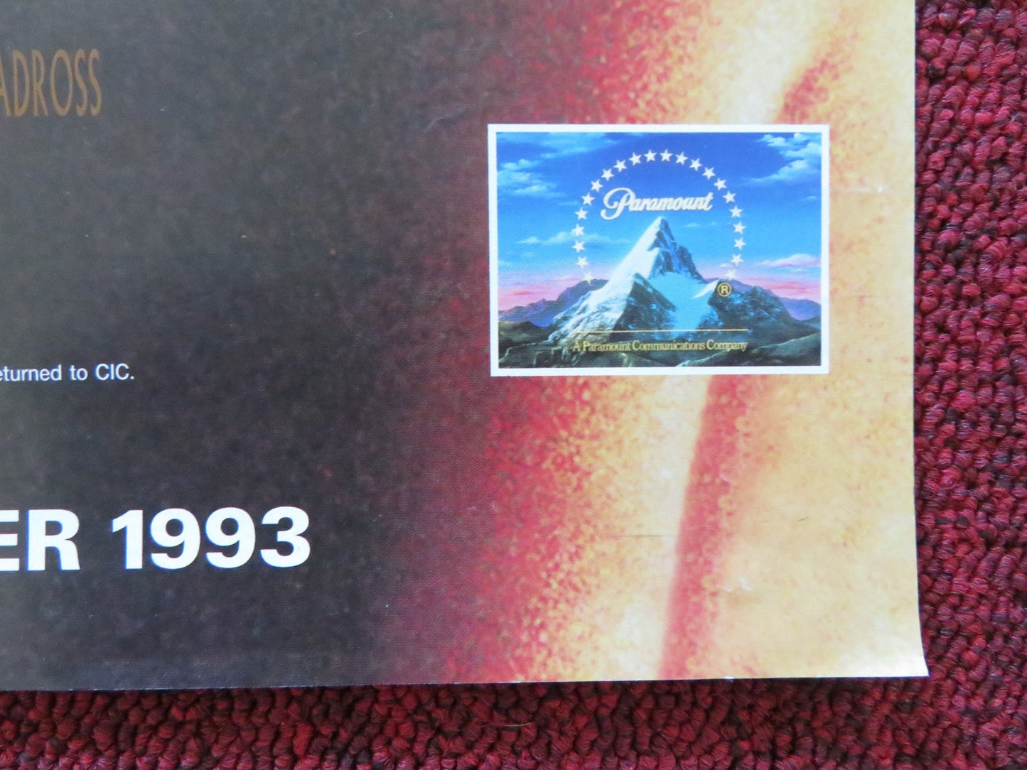 INDECENT PROPOSAL VHS VIDEO POSTER WOODY HARRELSON DEMI MOORE 1993 Rendezvous Cinema Movie posters