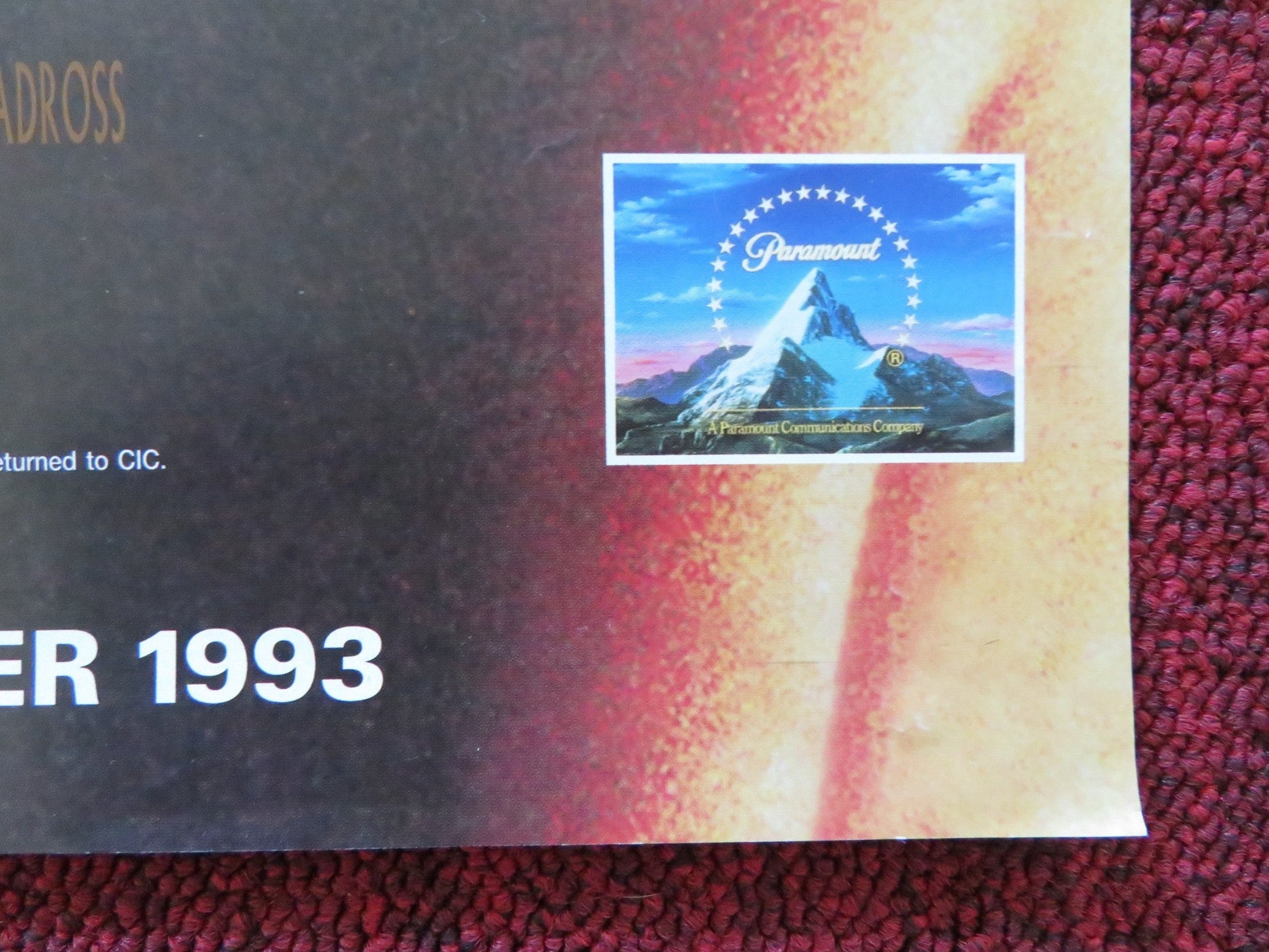 INDECENT PROPOSAL VHS VIDEO POSTER WOODY HARRELSON DEMI MOORE 1993 Rendezvous Cinema Movie posters