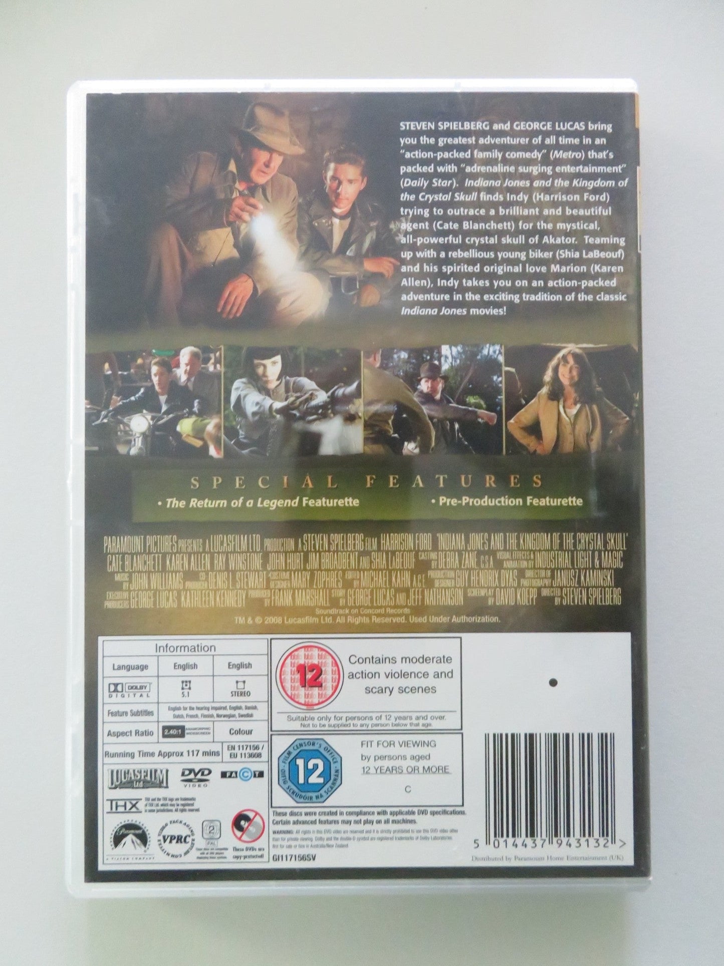 INDIANA JONES AND THE KINGDOM OF THE CRYSTAL SKILL - 2 DISC (DVD) 2008 REGION 2 Movie posters