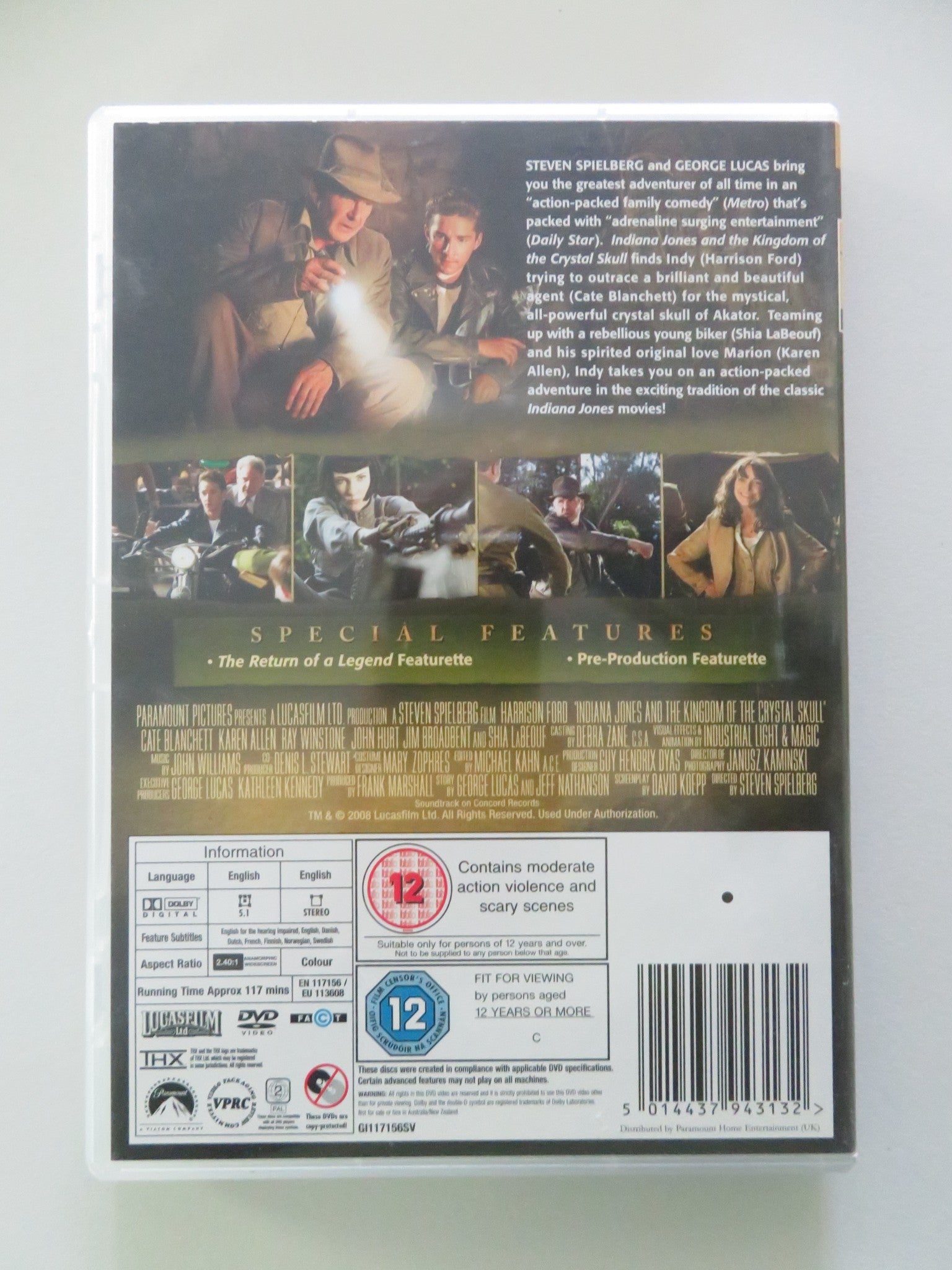 INDIANA JONES AND THE KINGDOM OF THE CRYSTAL SKILL - 2 DISC (DVD) 2008 REGION 2 Movie posters
