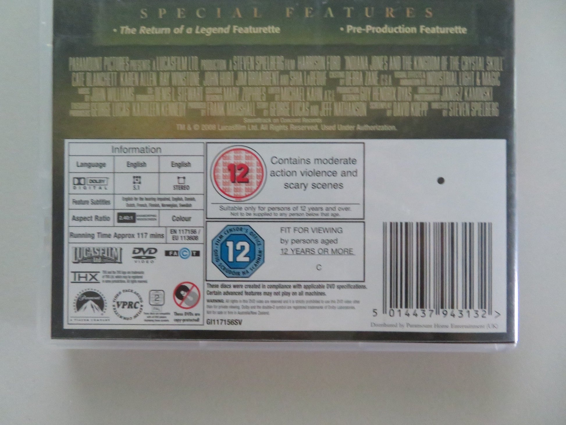 INDIANA JONES AND THE KINGDOM OF THE CRYSTAL SKULL - B - 2 DISCS (DVD) REGION 2 Movie posters