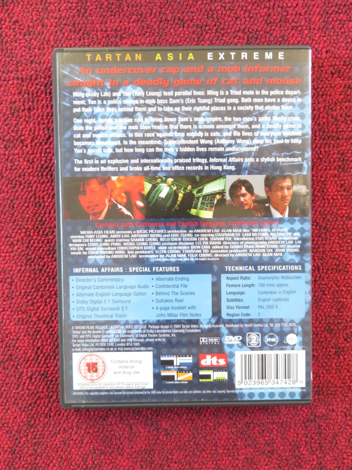 INFERNAL AFFAIRS (DVD) ANDY LAU TONY LEUNG 2002 REGION 2 Rendezvous Cinema Movie posters