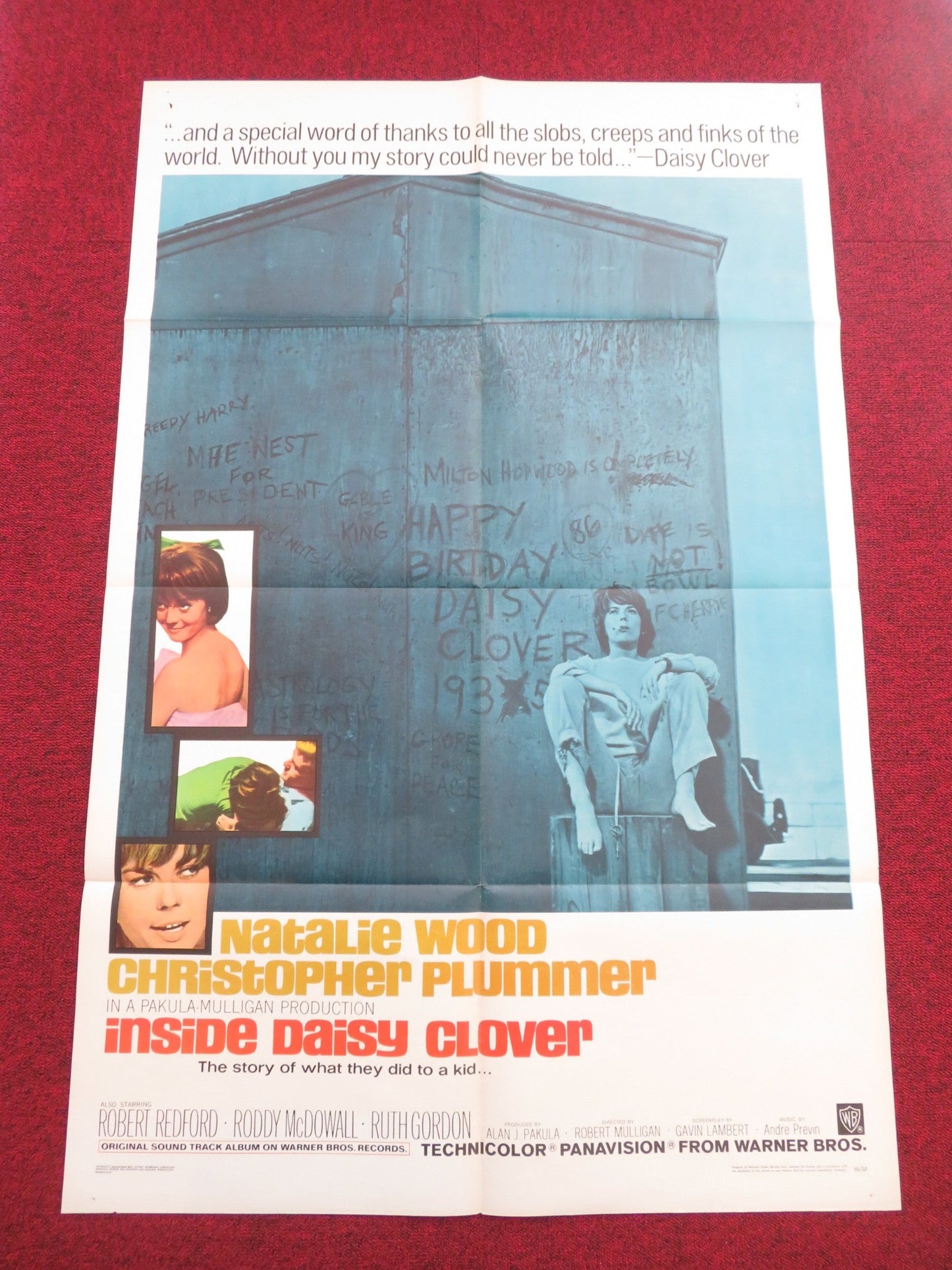 Inside Daisy Clover Folded US One Sheet Poster Natalie Wood C. Plummer 1966 Movie posters