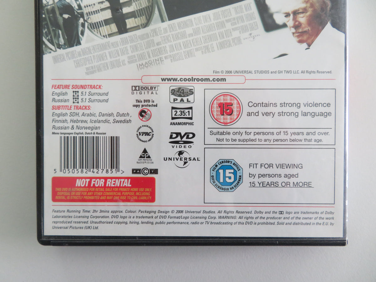 Inside Man (DVD) Denzel Washington Clive Owen Jodie Foster 2006 Region 2,4,5 Movie posters