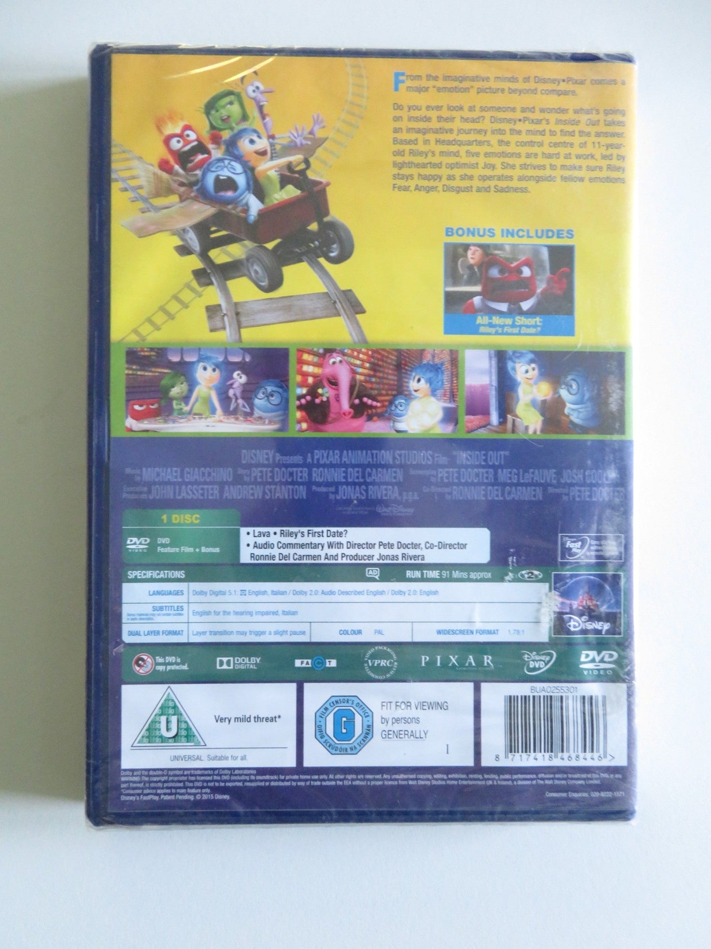 INSIDE OUT (DVD) DISNEY PIXAR AMY POEHLER PHYLLIS SMITH 2015 REGION 2 - Rendezvous Cinema