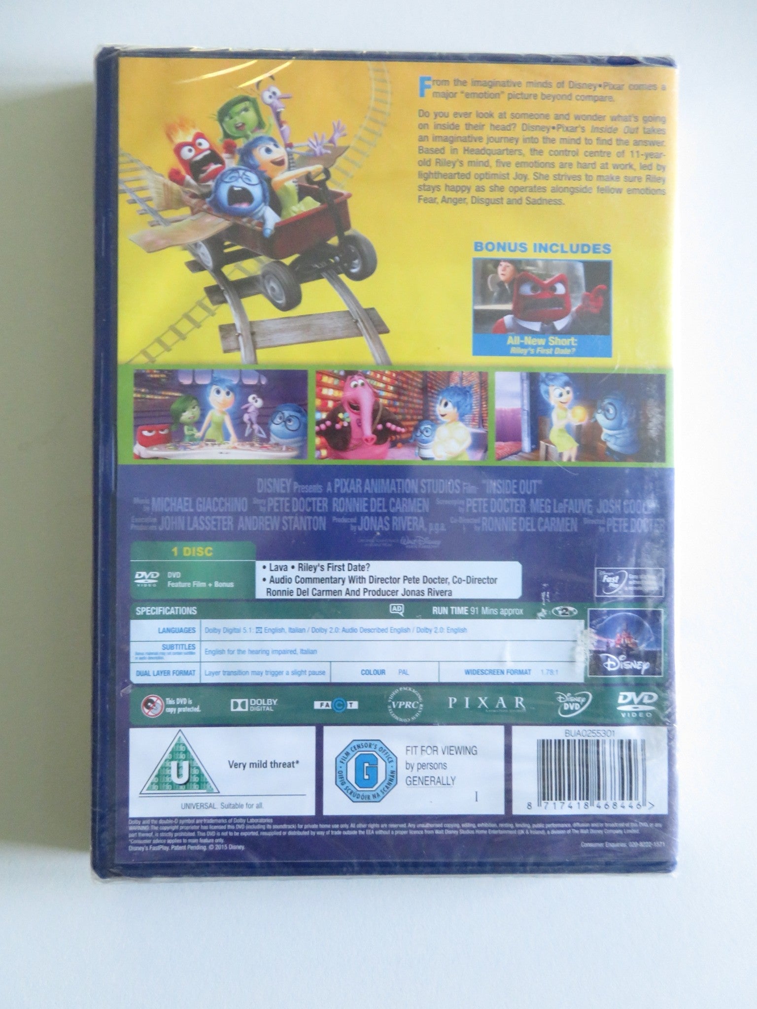 INSIDE OUT (DVD) DISNEY PIXAR AMY POEHLER PHYLLIS SMITH 2015 REGION 2 - Rendezvous Cinema