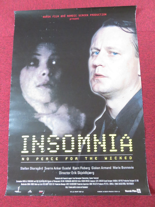 INSOMNIA US ONE SHEET ROLLED POSTER STELLAN SKARSGARD MARIA MATHIESEN 1997 Rendezvous Cinema Movie posters