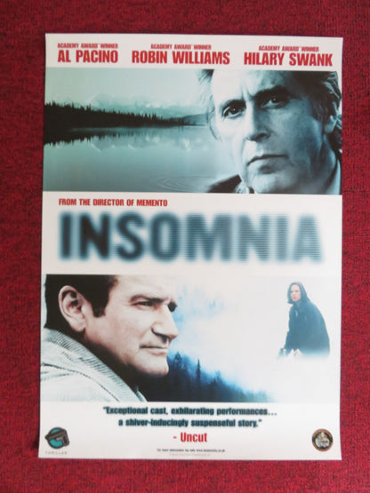 INSOMNIA VHS VIDEO POSTER AL PACINO ROBIN WILLIAMS 2002 Rendezvous Cinema Movie posters