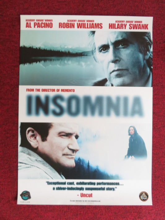 INSOMNIA VHS VIDEO POSTER AL PACINO ROBIN WILLIAMS 2002 Rendezvous Cinema Movie posters