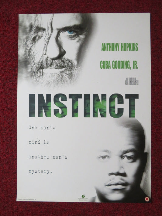 INSTINCT VHS VIDEO POSTER ANTHONY HOPKINS CUBA GOODING JR. 1999 Rendezvous Cinema Movie posters