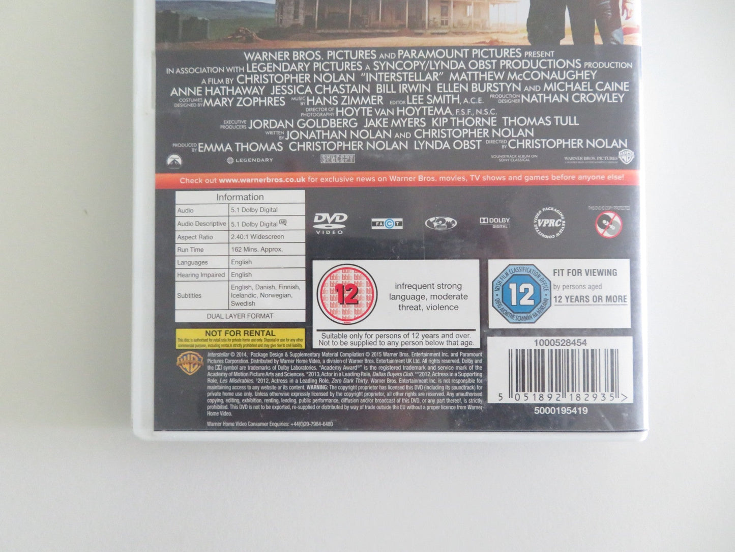 INTERSTELLAR (DVD) MATTHEW MCCONAUGHEY ANNE HATHAWAY 2014 REGION 2 Movie posters
