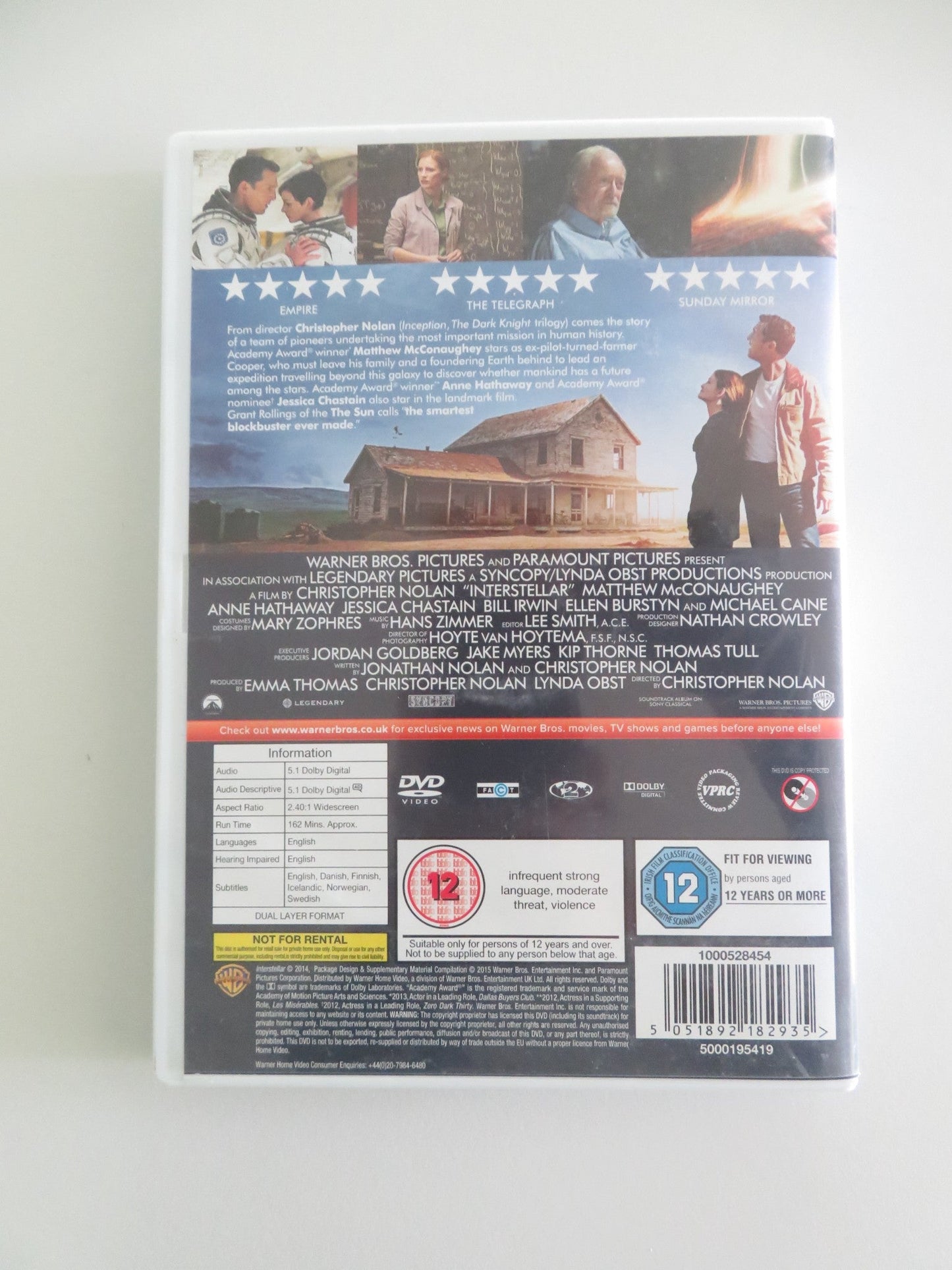 INTERSTELLAR (DVD) MATTHEW MCCONAUGHEY ANNE HATHAWAY 2014 REGION 2 Movie posters