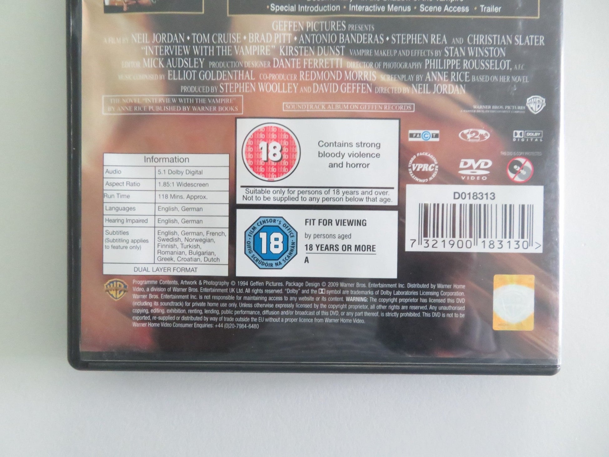 INTERVIEW WITH THE VAMPIRE - SPECIAL EDITION (DVD) TOM CRUISE 1994 REGION 2 Movie posters