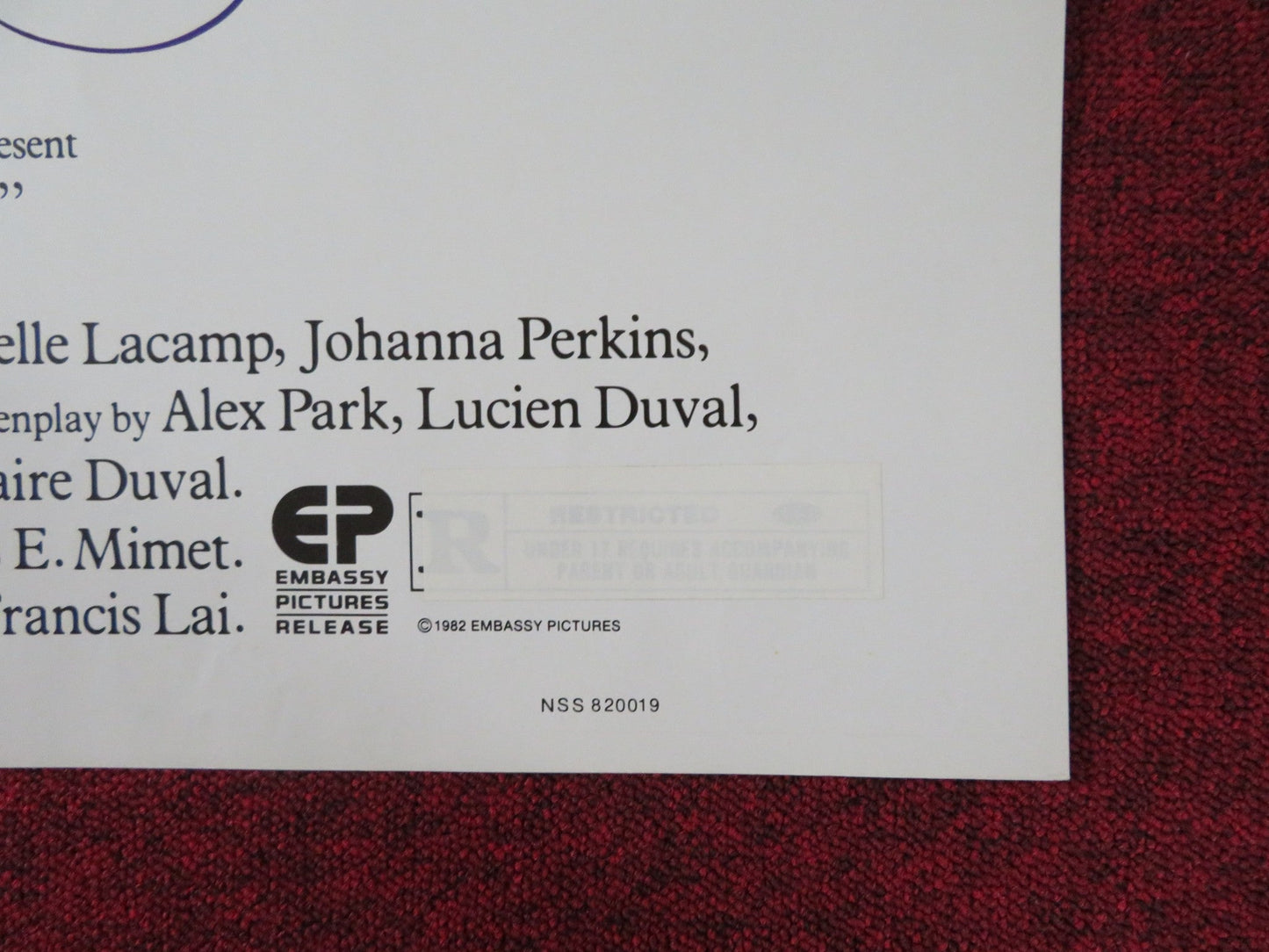 INTIMATE MOMENTS FOLDED US ONE SHEET POSTER ALEXANDRA STEWART D. ALTEVOGT 1982 Rendezvous Cinema Movie posters