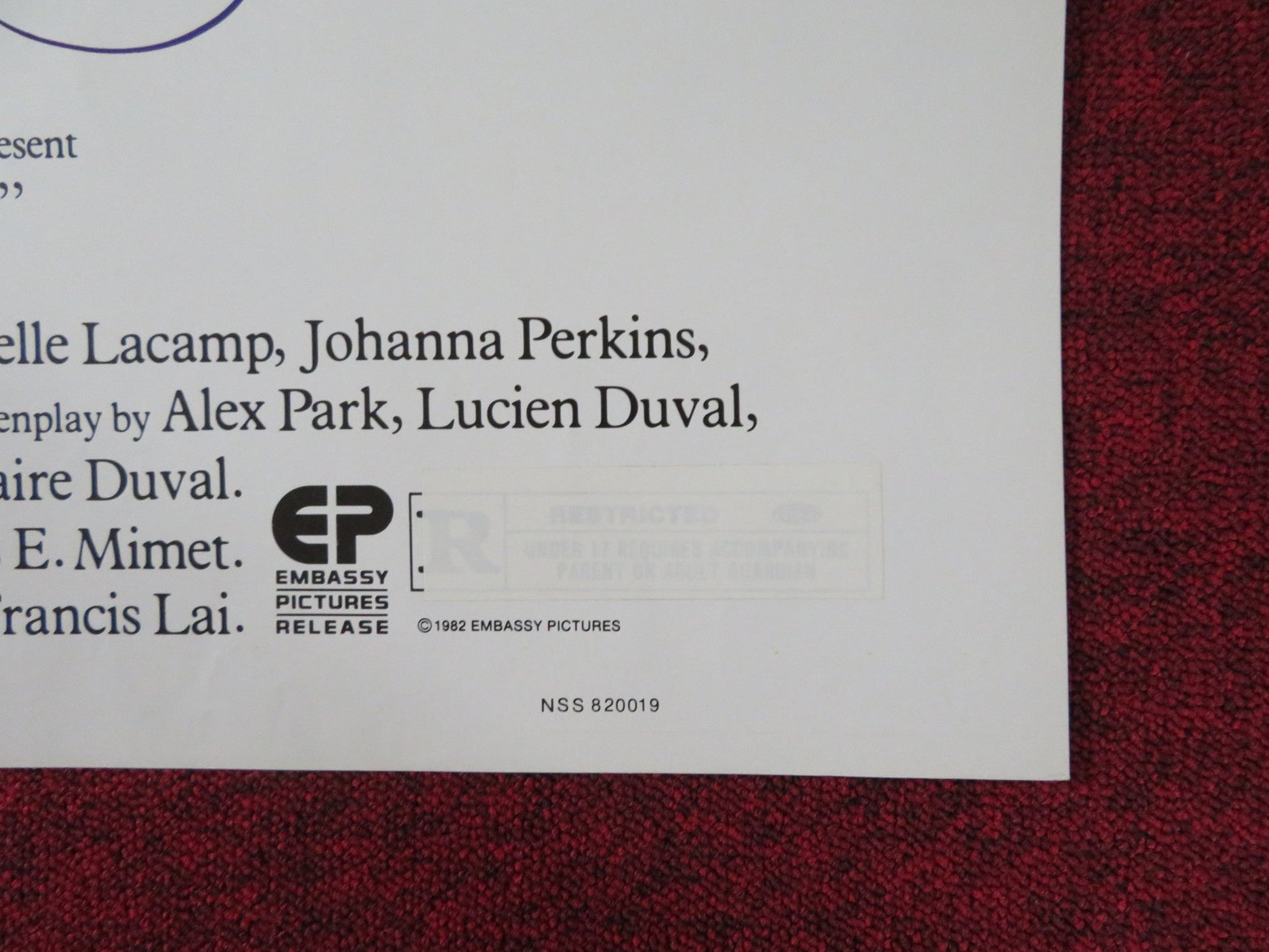 INTIMATE MOMENTS FOLDED US ONE SHEET POSTER ALEXANDRA STEWART D. ALTEVOGT 1982 Rendezvous Cinema Movie posters