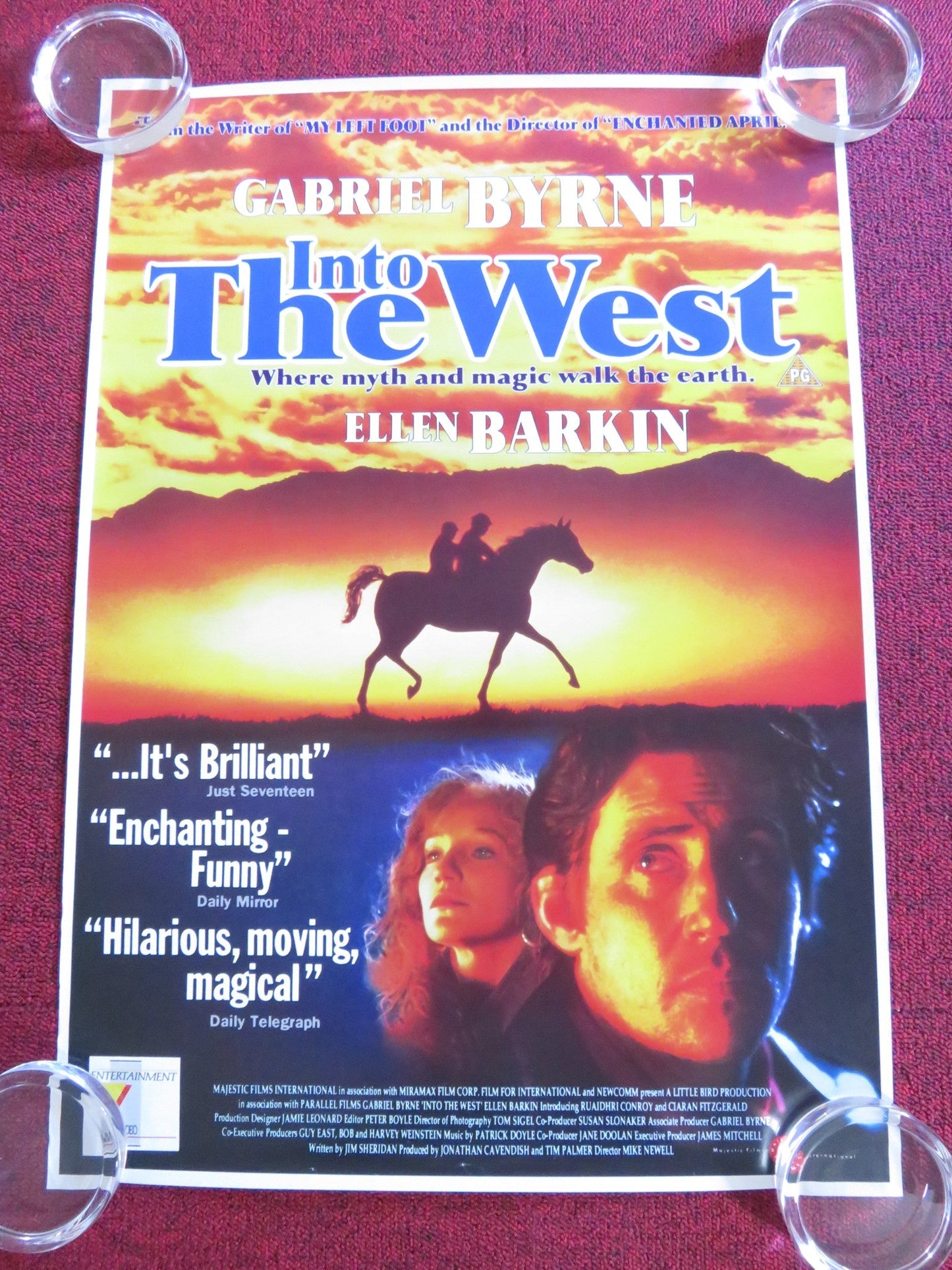 INTO THE WEST VHS VIDEO POSTER ROLLED GABRIEL BYRNE ELLEN BARKIN 1992 Rendezvous Cinema Movie posters