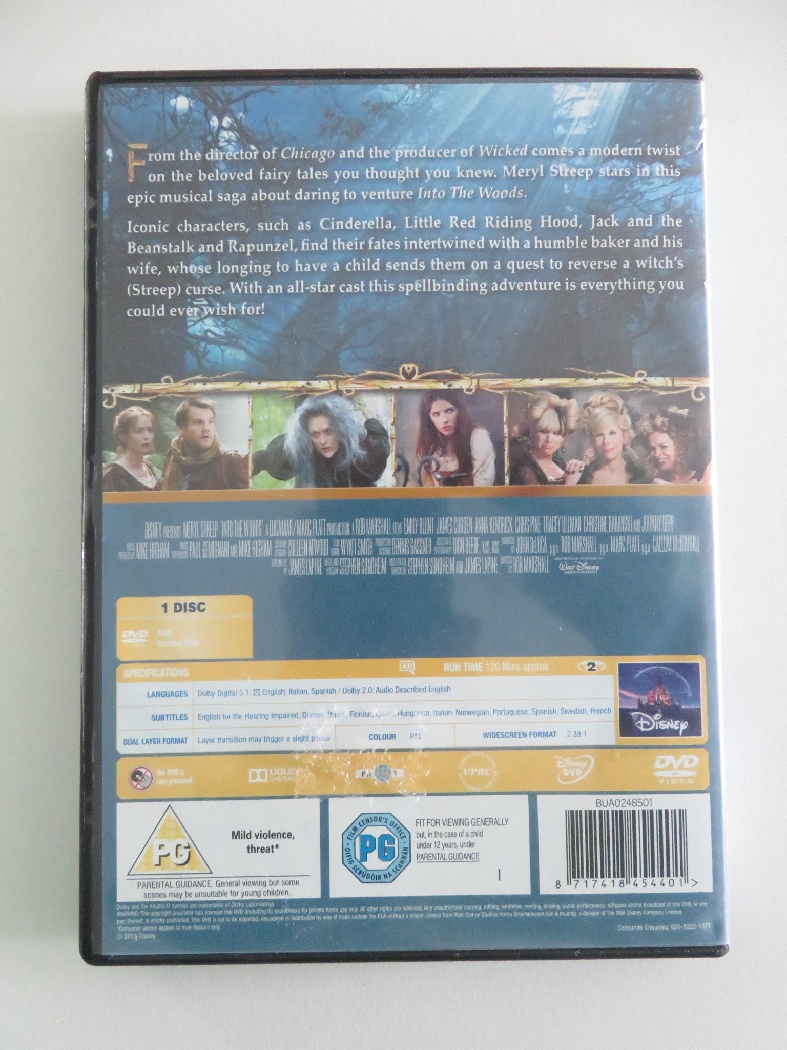 Into the Woods (DVD) Disney Anna Kendrick James Corden Emily Blunt 2014 Region 2 Movie posters