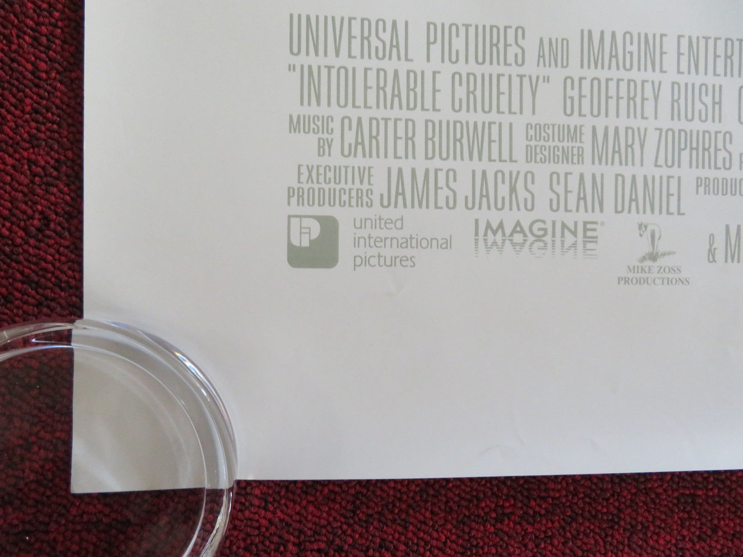 INTOLERABLE CRUELTY - B US ONE SHEET ROLLED POSTER CLOONEY ZETA - JONES 2003 Rendezvous Cinema Movie posters