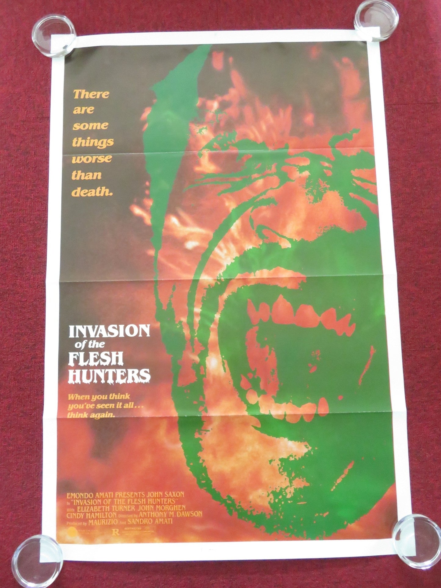 INVASION OF THE FLESH HUNTERS - C US TRI FOLDED ONE SHEET ROLLED POSTER 1983 Movie posters