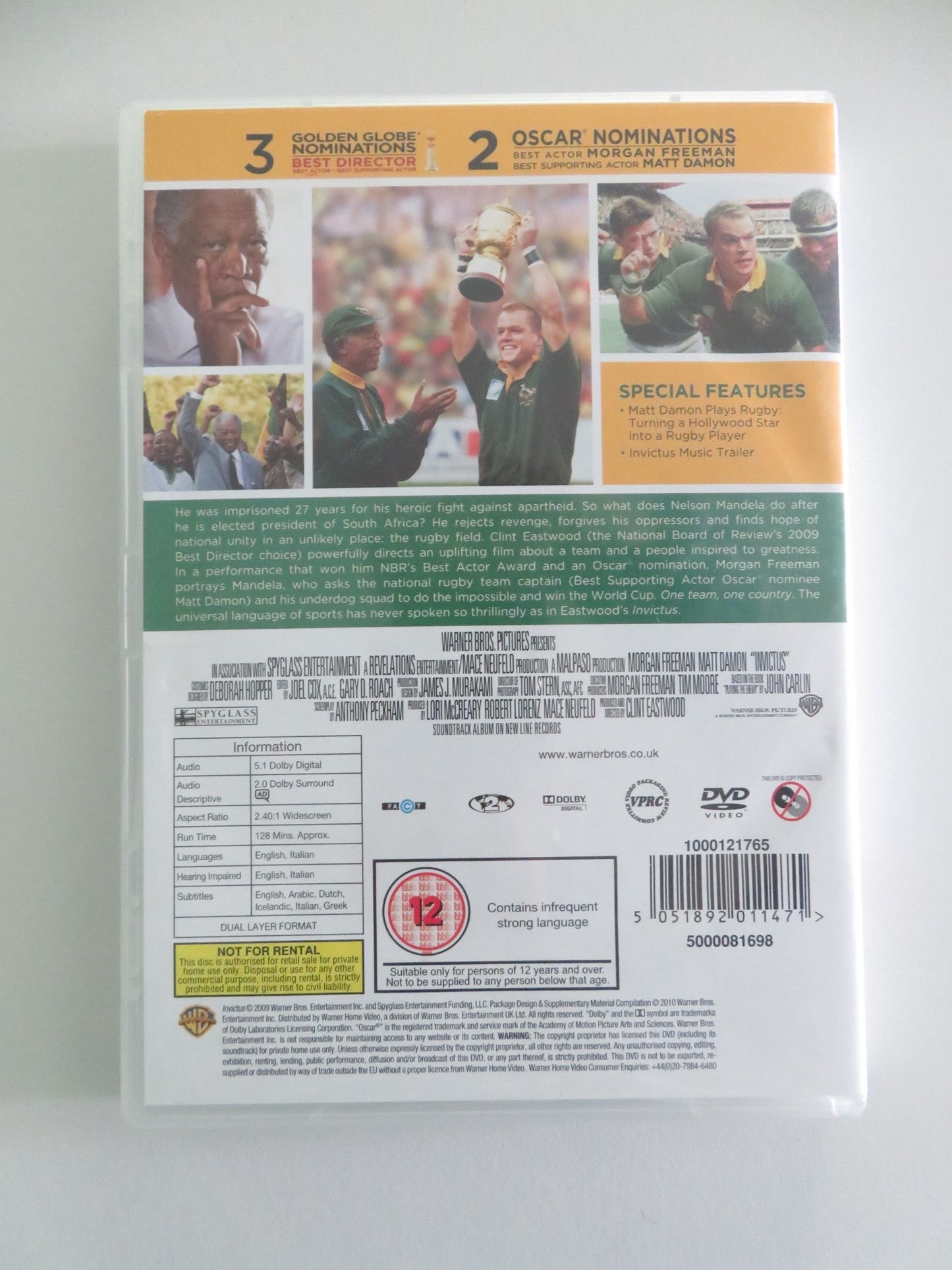 INVICTUS (DVD) MATT DAMON MORGAN FREEMAN 2009 REGION 2 Movie posters