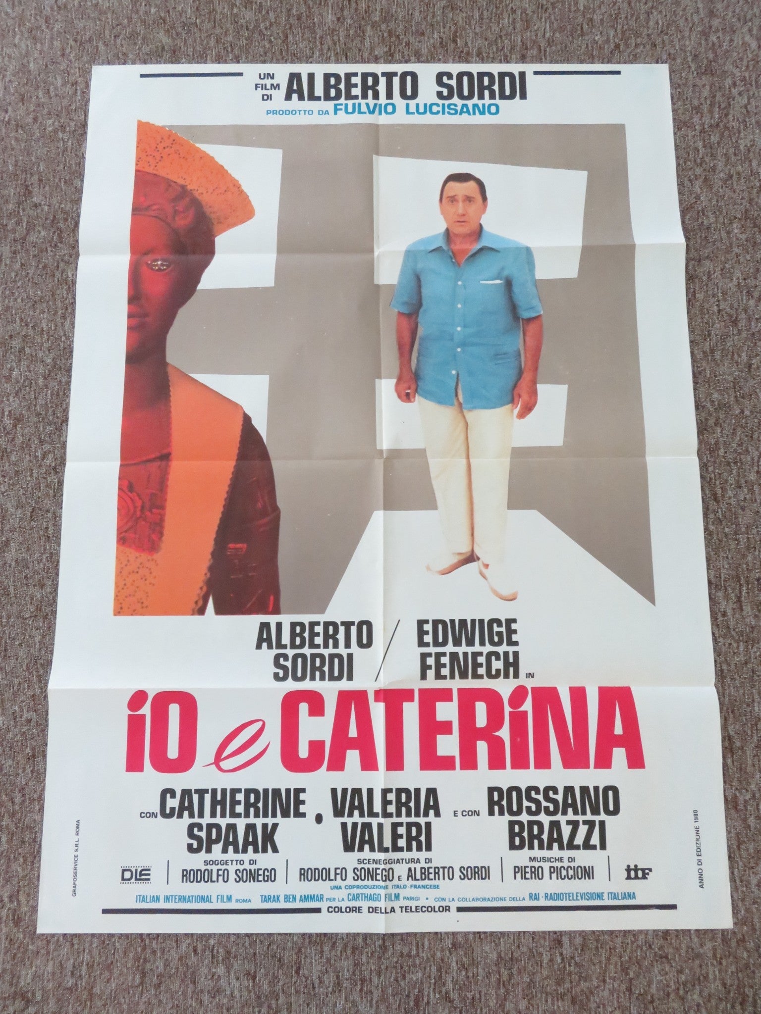 IO E CATERINA ITALIAN 2 FOGLIO POSTER ALBERTO SORDI EDWIGE FENECH 1980 Rendezvous Cinema Movie posters
