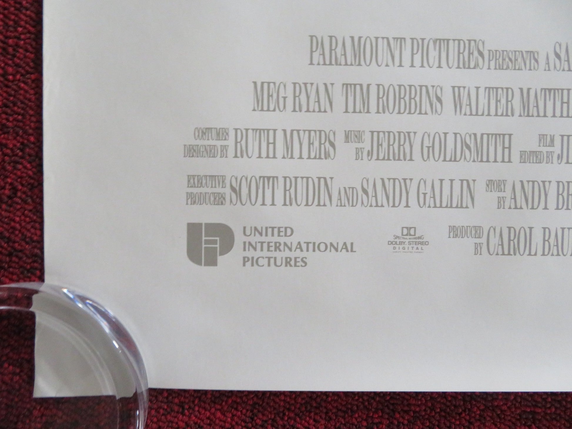 I.Q. - B US ONE SHEET ROLLED POSTER TIM ROBBINS MEG RYAN 1994 Rendezvous Cinema Movie posters