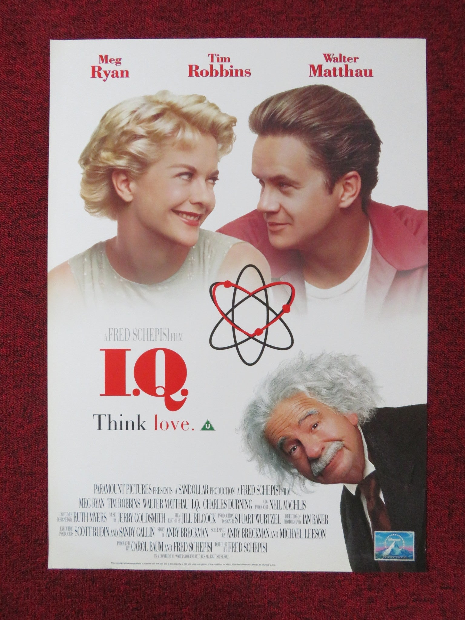 I.Q. VHS VIDEO POSTER MEG RYAN TIM ROBBINS 1994 Rendezvous Cinema Movie posters